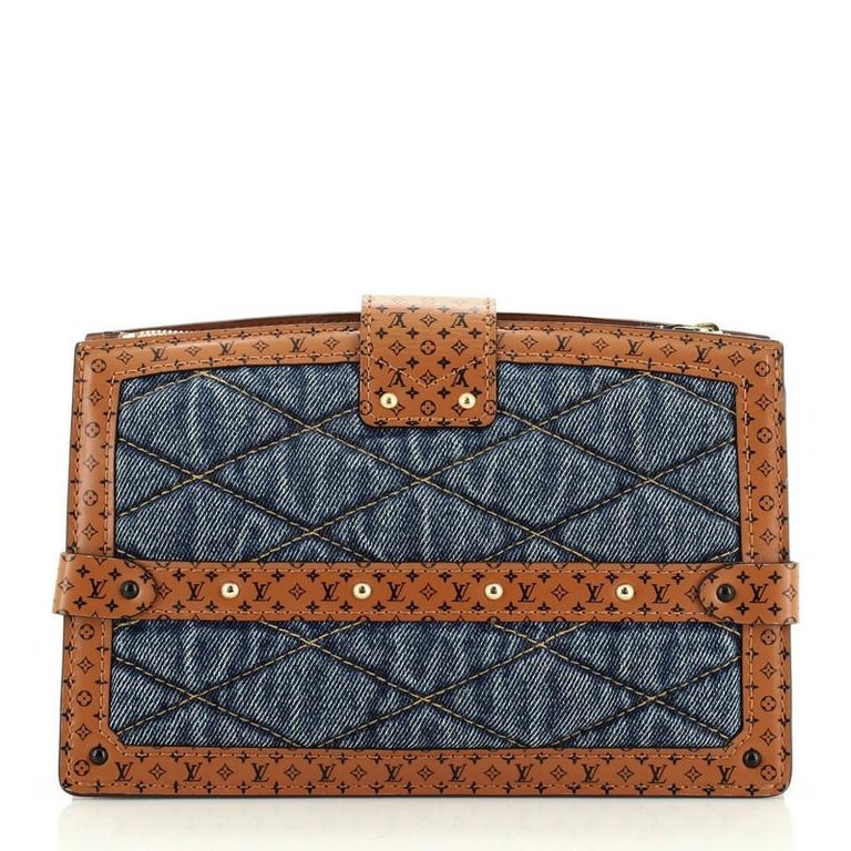 Louis Vuitton Trunk Clutch Malletage Denim with Monogram Leather For Sale at 1stdibs