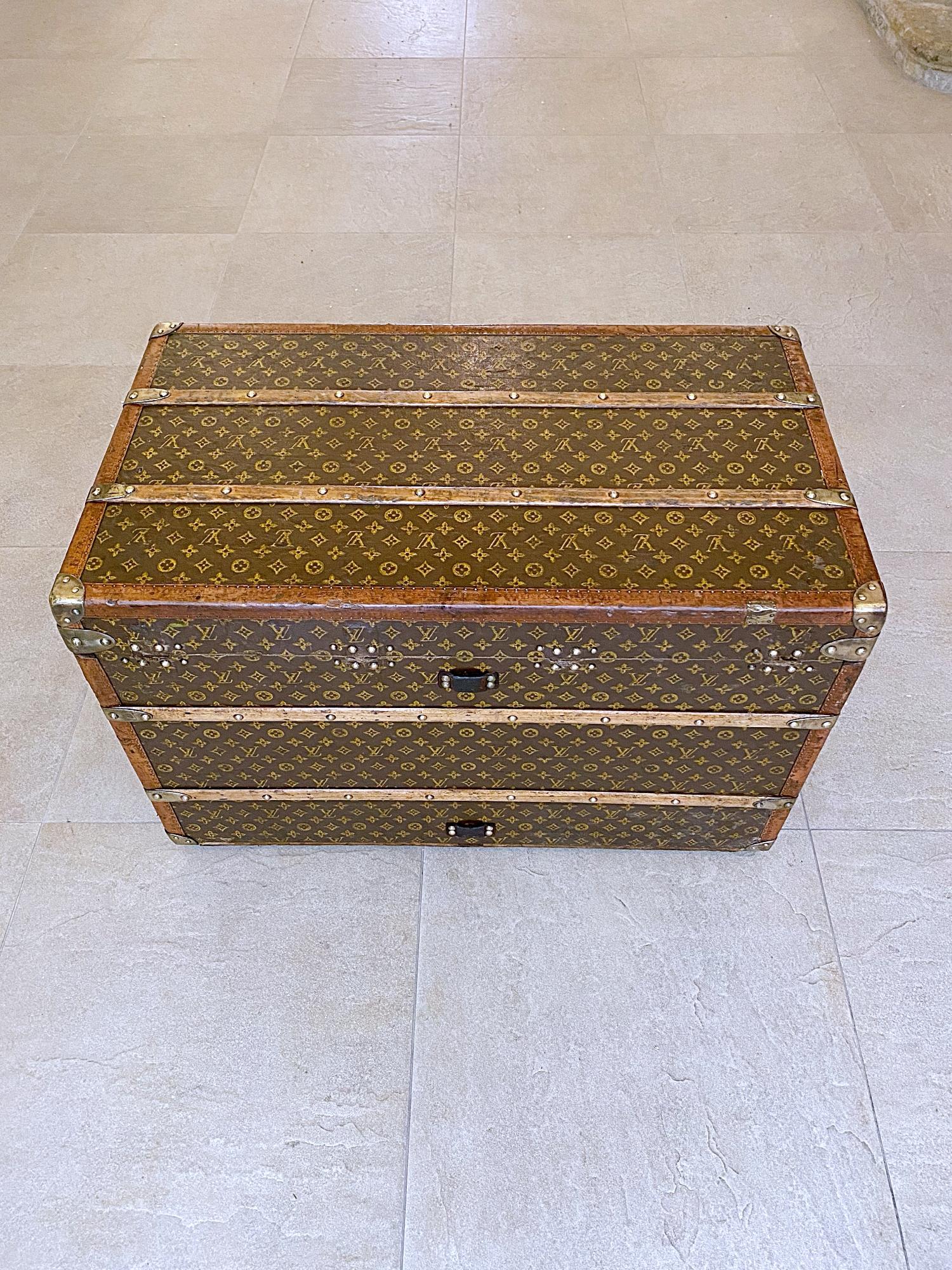 Brass Louis Vuitton Trunk from High Nobility House of Thurn & Taxis, 1910s, France