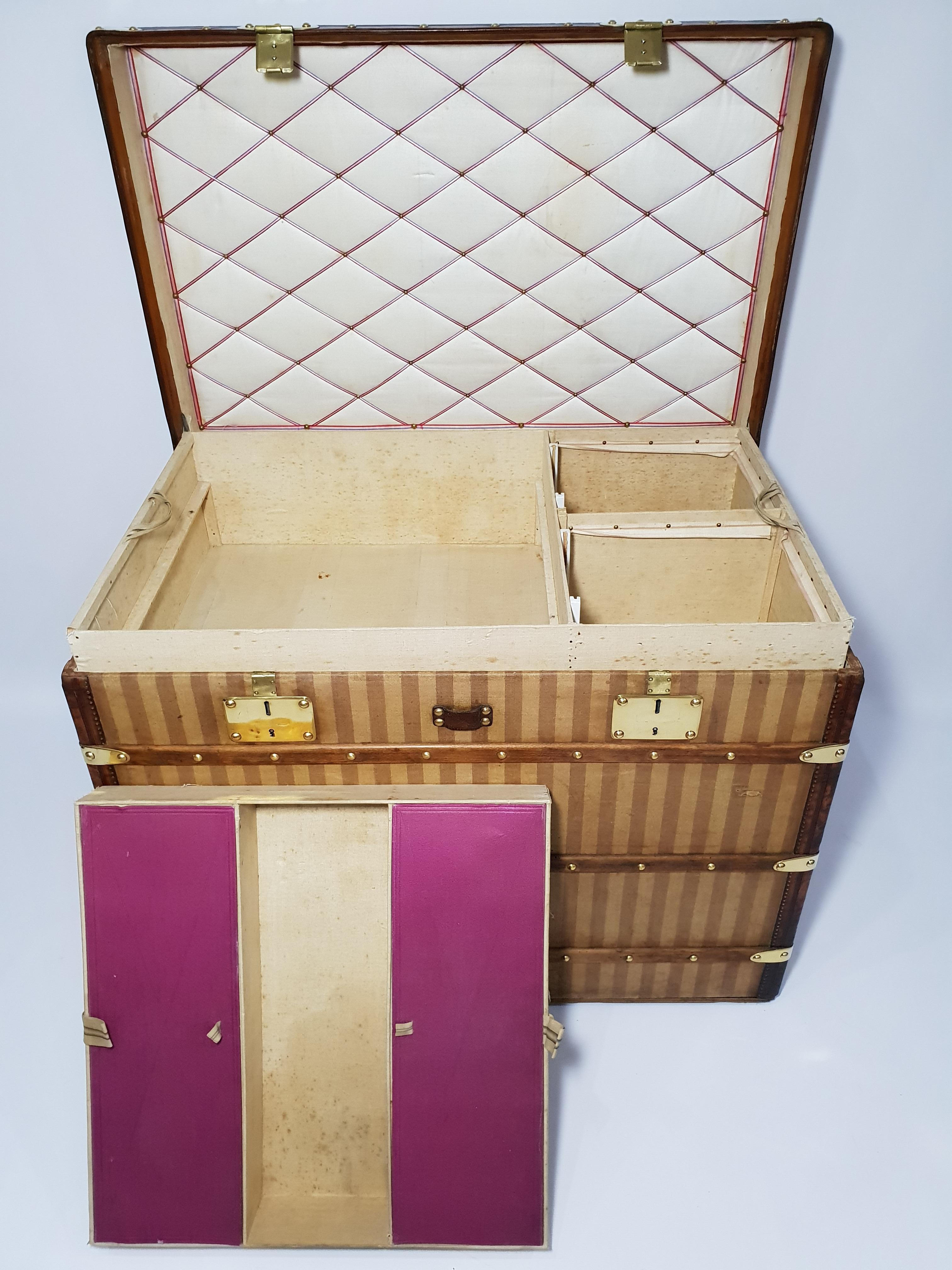 Louis Vuitton Trunk Haut Courier Rayee Trunk from 1870s For Sale 6
