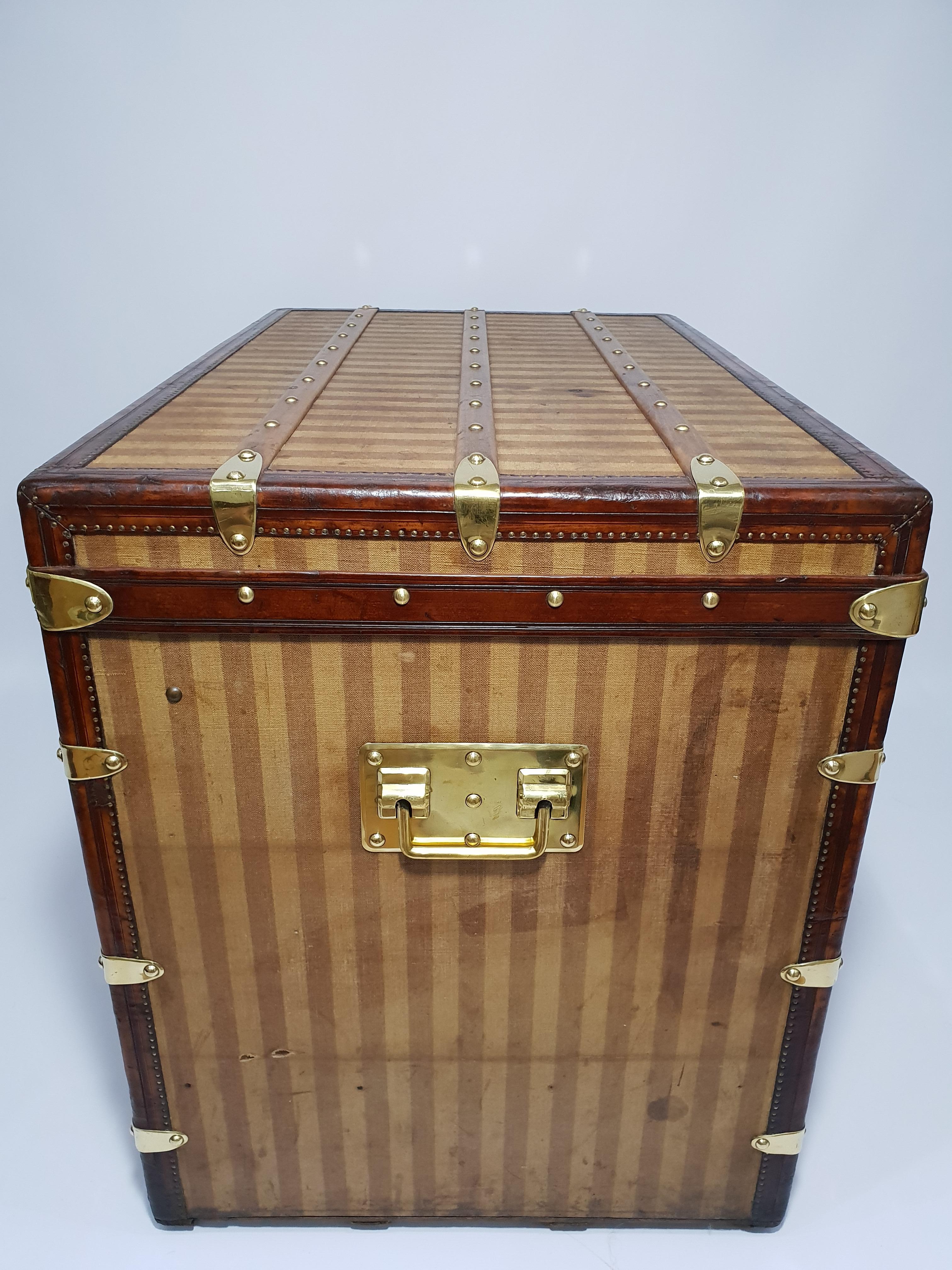 Louis Vuitton Trunk Haut Courier Rayee Trunk from 1870s For Sale 1