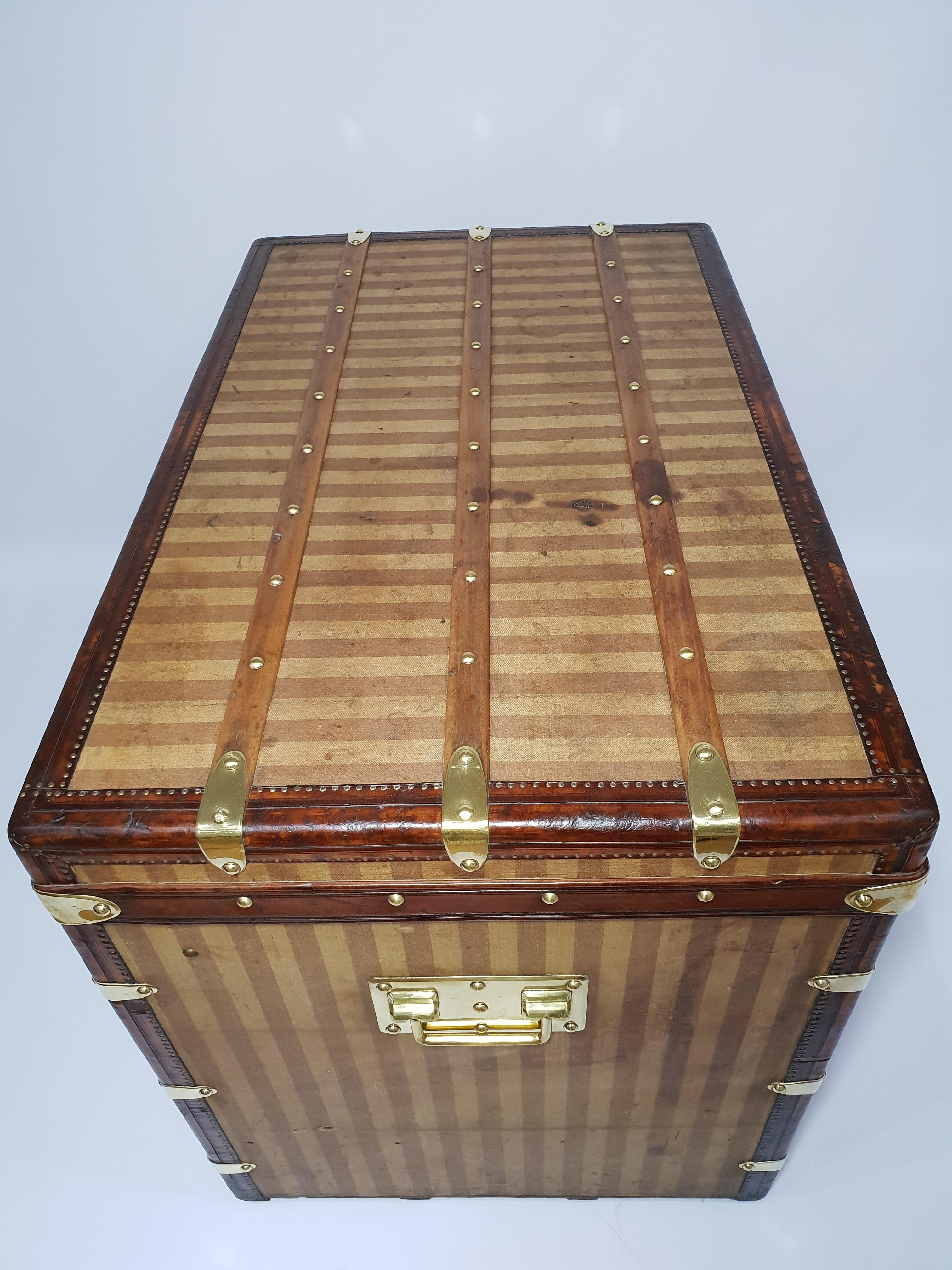 Louis Vuitton Trunk Haut Courier Rayee Trunk from 1870s For Sale 2