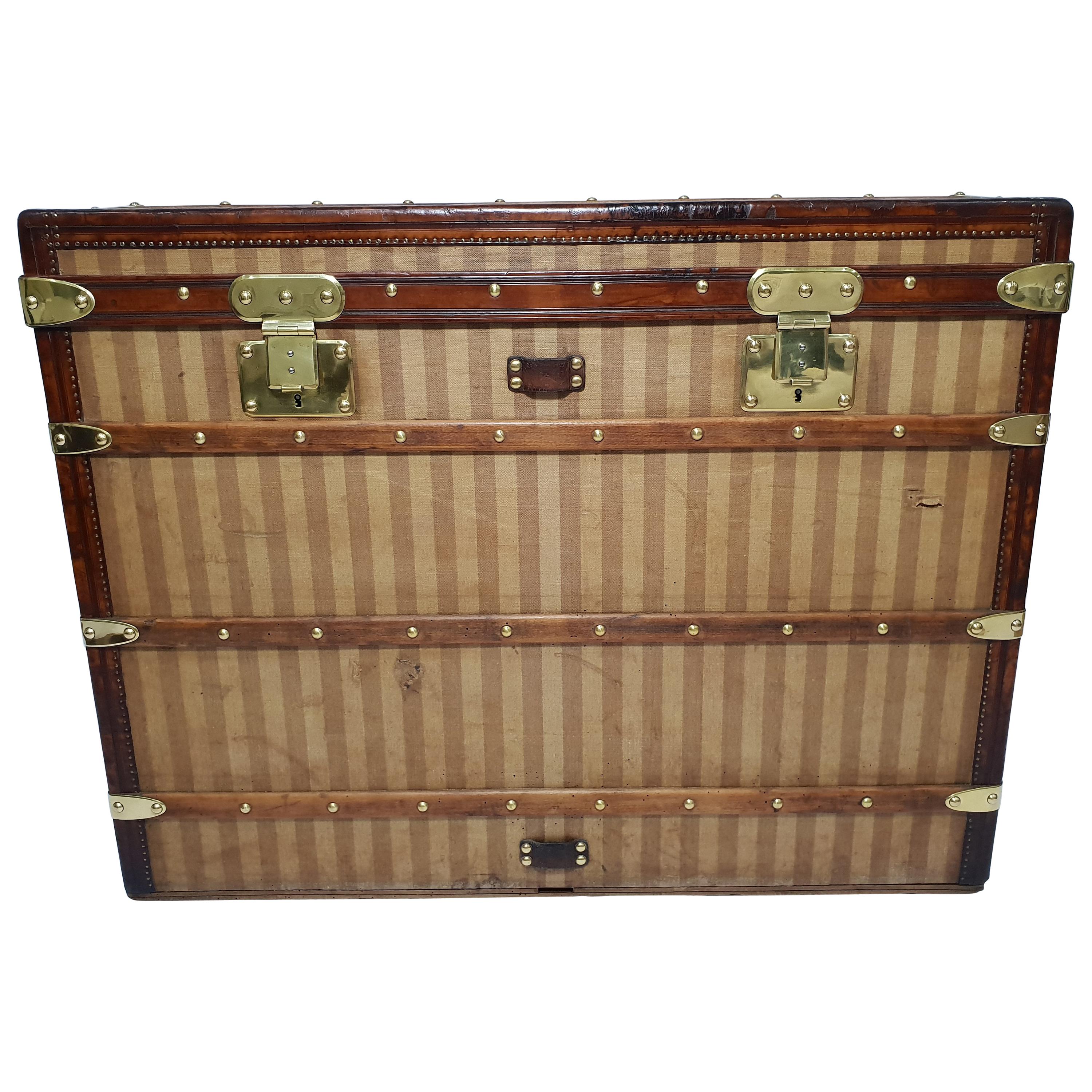 Louis Vuitton Trunk Haut Courier Rayee Trunk from 1870s For Sale