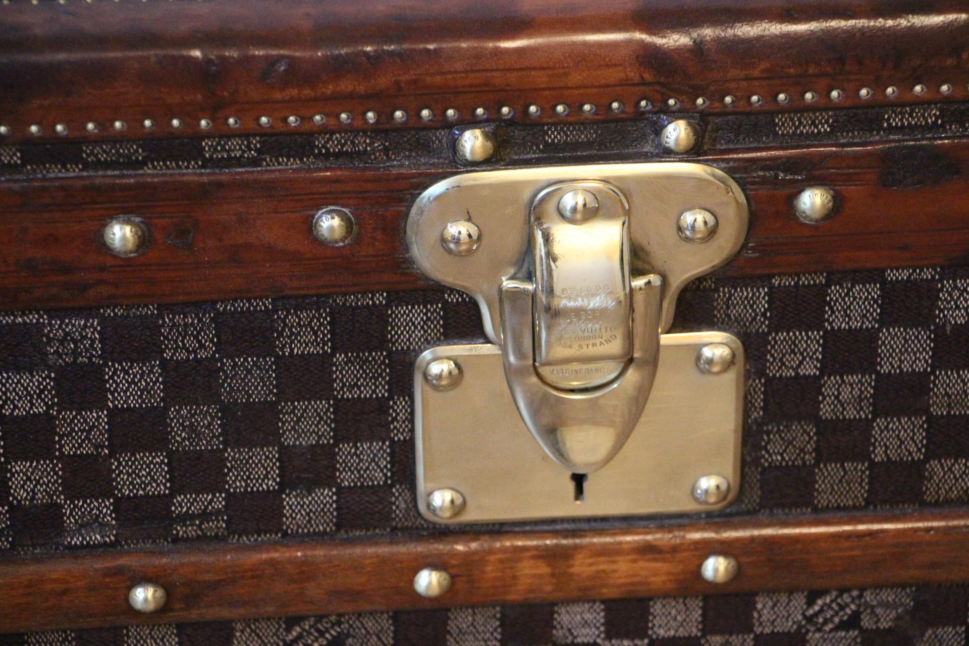 French Louis Vuitton Trunk in Checkered Pattern, Damier Louis Vuitton Steamer Trunk