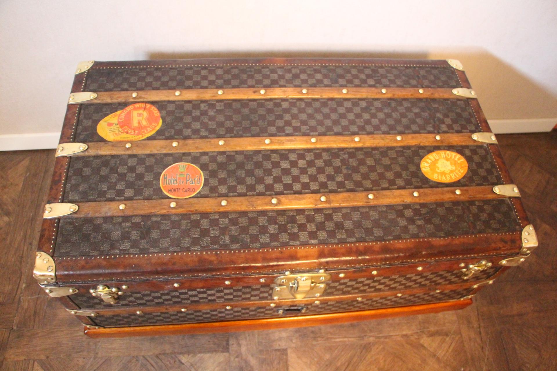 Late 19th Century Louis Vuitton Trunk in Checkered Pattern, Damier Louis Vuitton Steamer Trunk