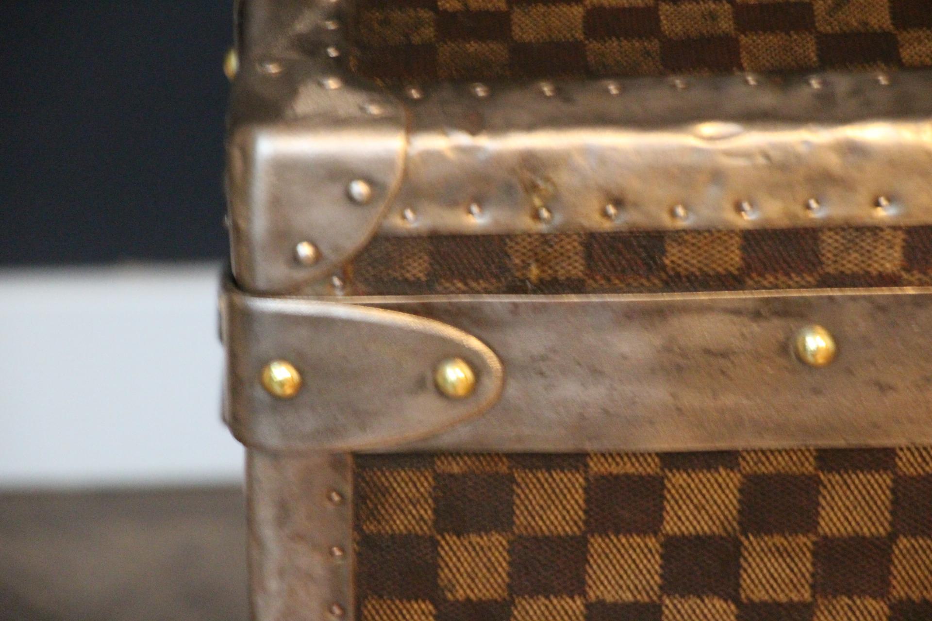 Brass Louis Vuitton Trunk in Checkered Pattern, Damier Louis Vuitton Steamer Trunk