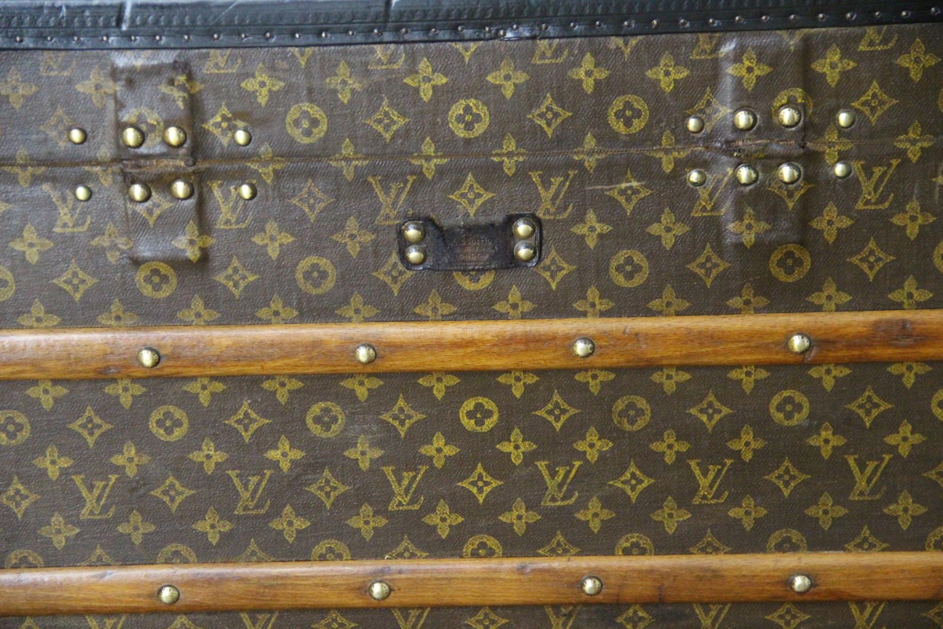 Louis Vuitton-Truhe in Monogramm Segeltuch, Vuitton-Dampfer-Truhe 110 cm im Angebot 4