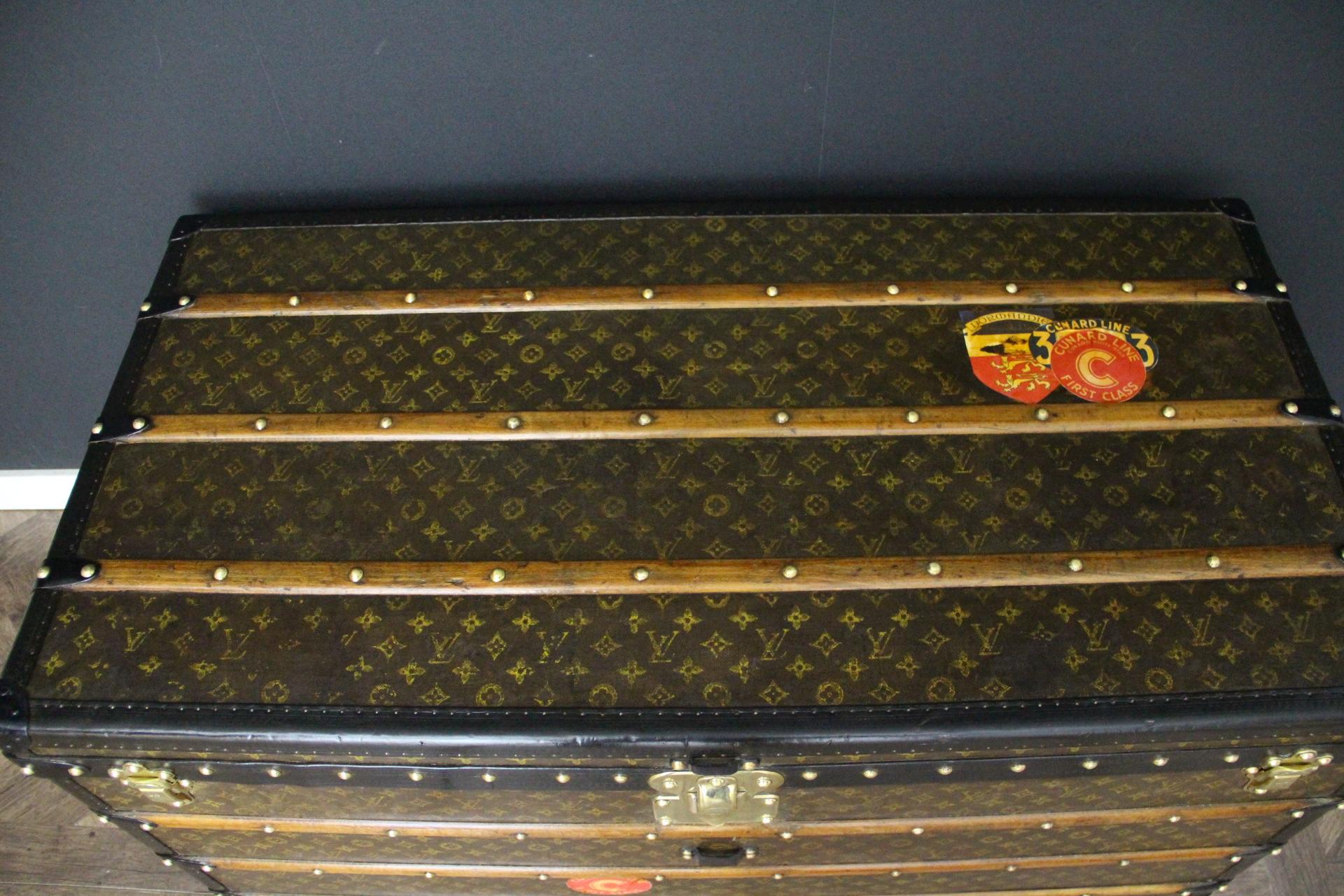 Louis Vuitton-Truhe in Monogramm Segeltuch, Vuitton-Dampfer-Truhe 110 cm im Angebot 6