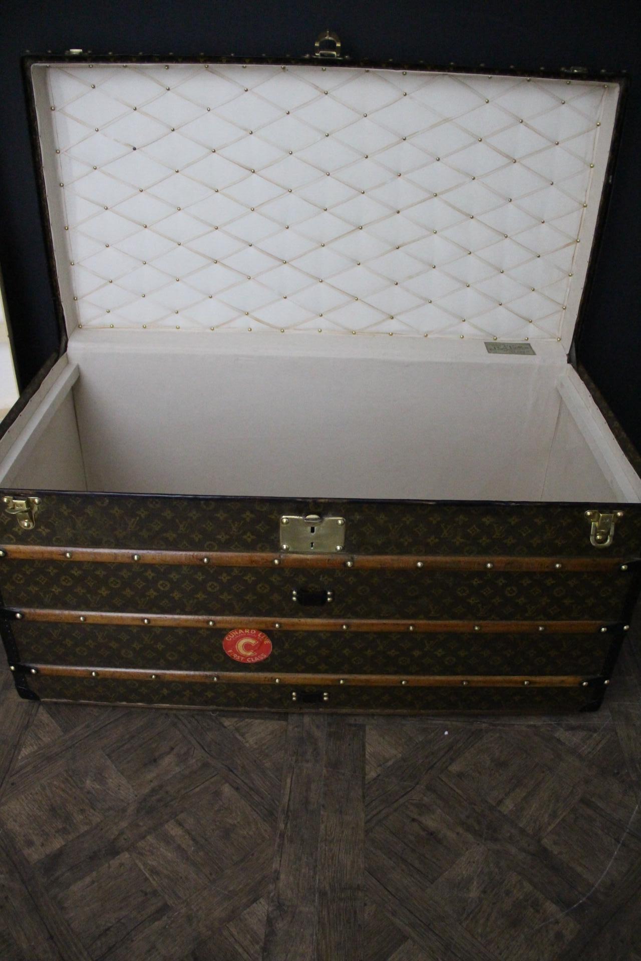 Louis Vuitton-Truhe in Monogramm Segeltuch, Vuitton-Dampfer-Truhe 110 cm im Angebot 11