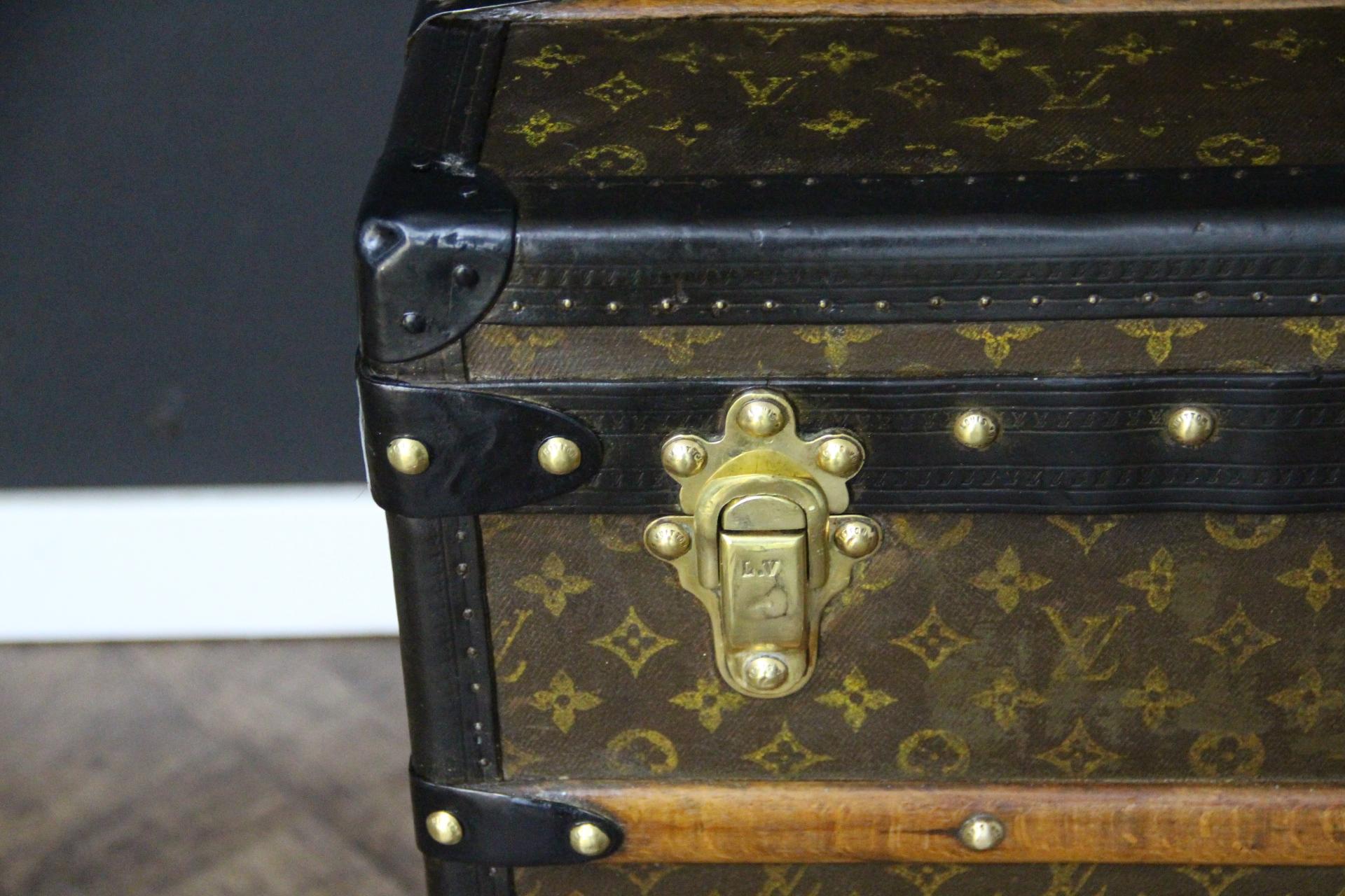 Louis Vuitton-Truhe in Monogramm Segeltuch, Vuitton-Dampfer-Truhe 110 cm (Französisch) im Angebot