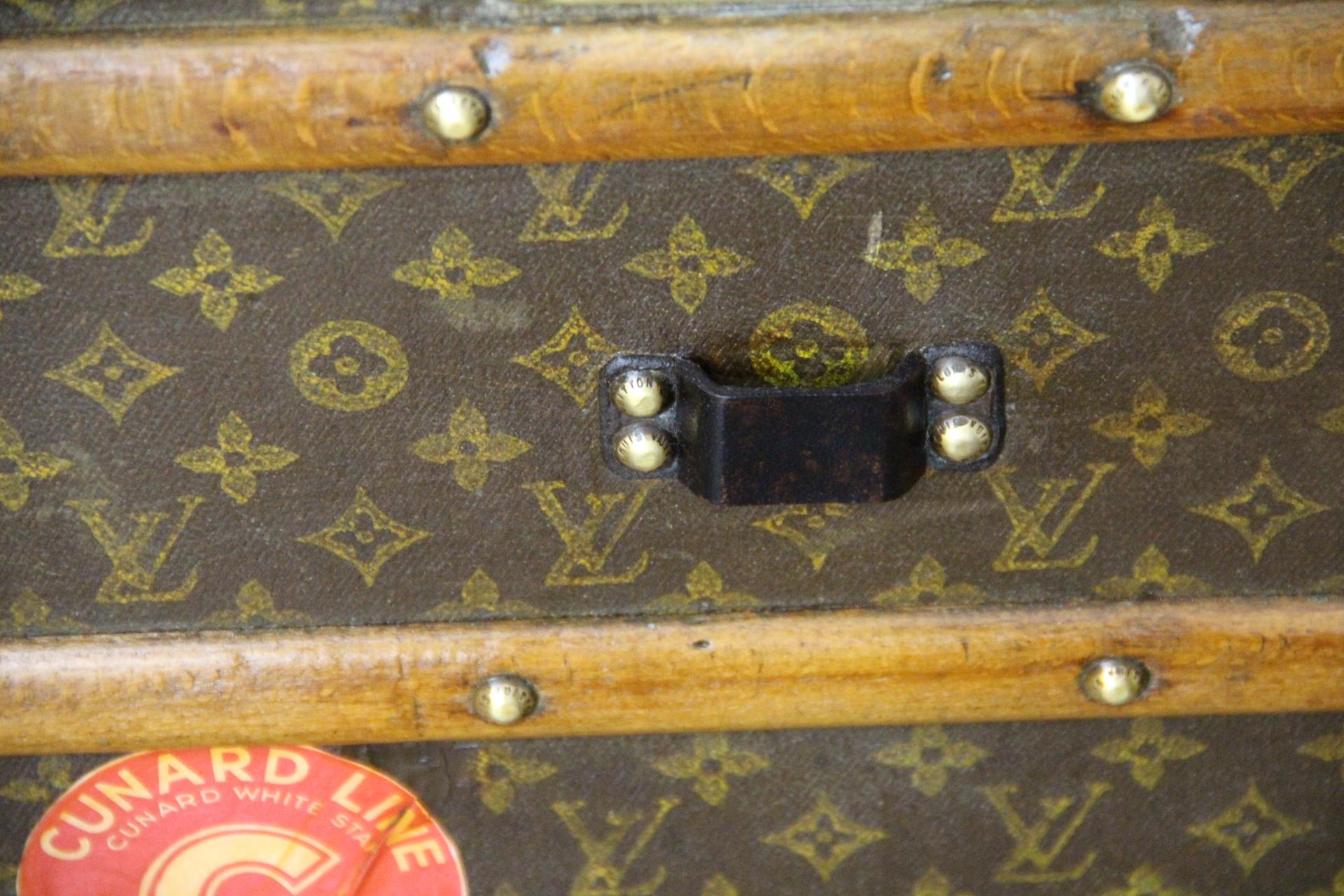 Louis Vuitton-Truhe in Monogramm Segeltuch, Vuitton-Dampfer-Truhe 110 cm (Messing) im Angebot
