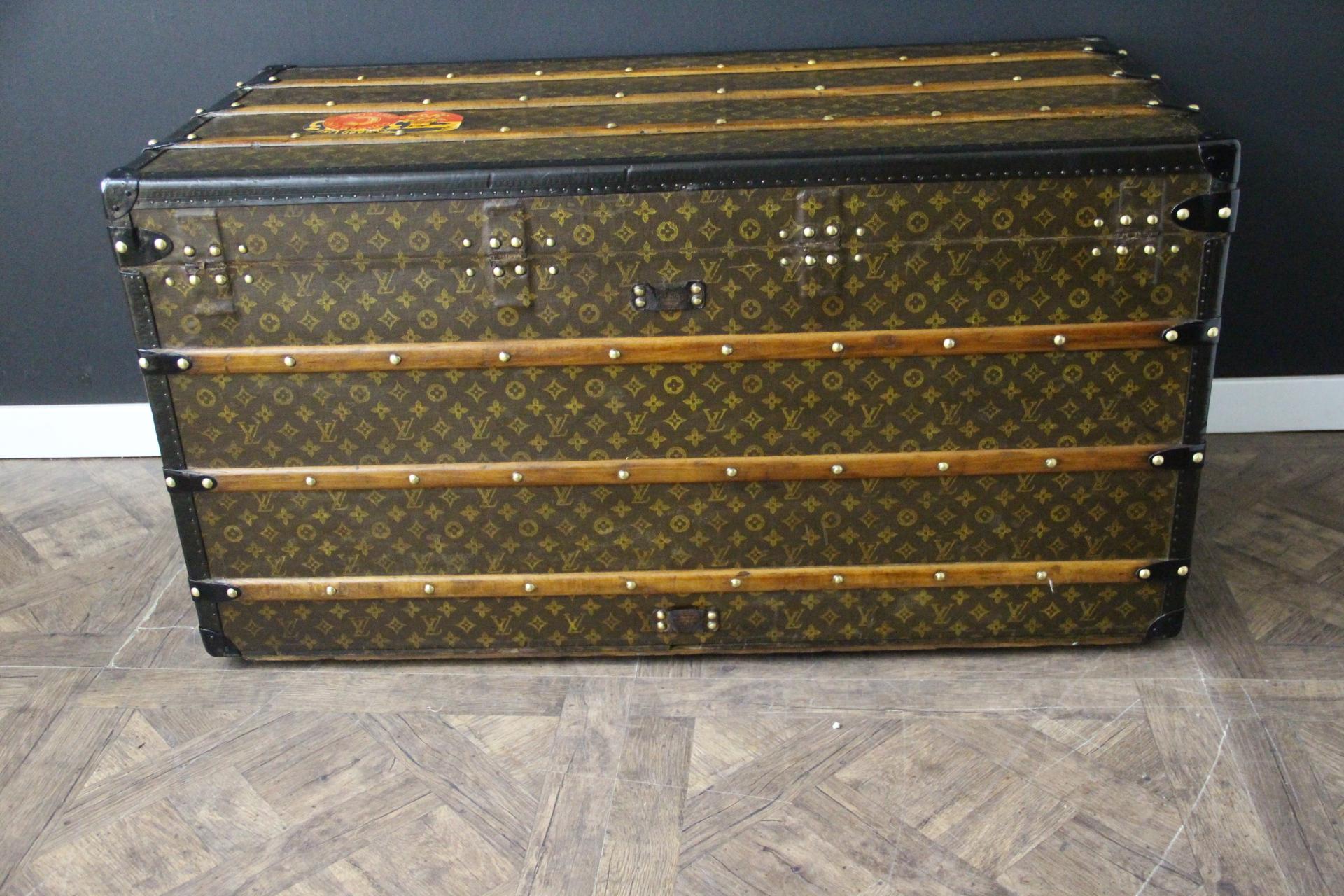 Louis Vuitton-Truhe in Monogramm Segeltuch, Vuitton-Dampfer-Truhe 110 cm im Angebot 3