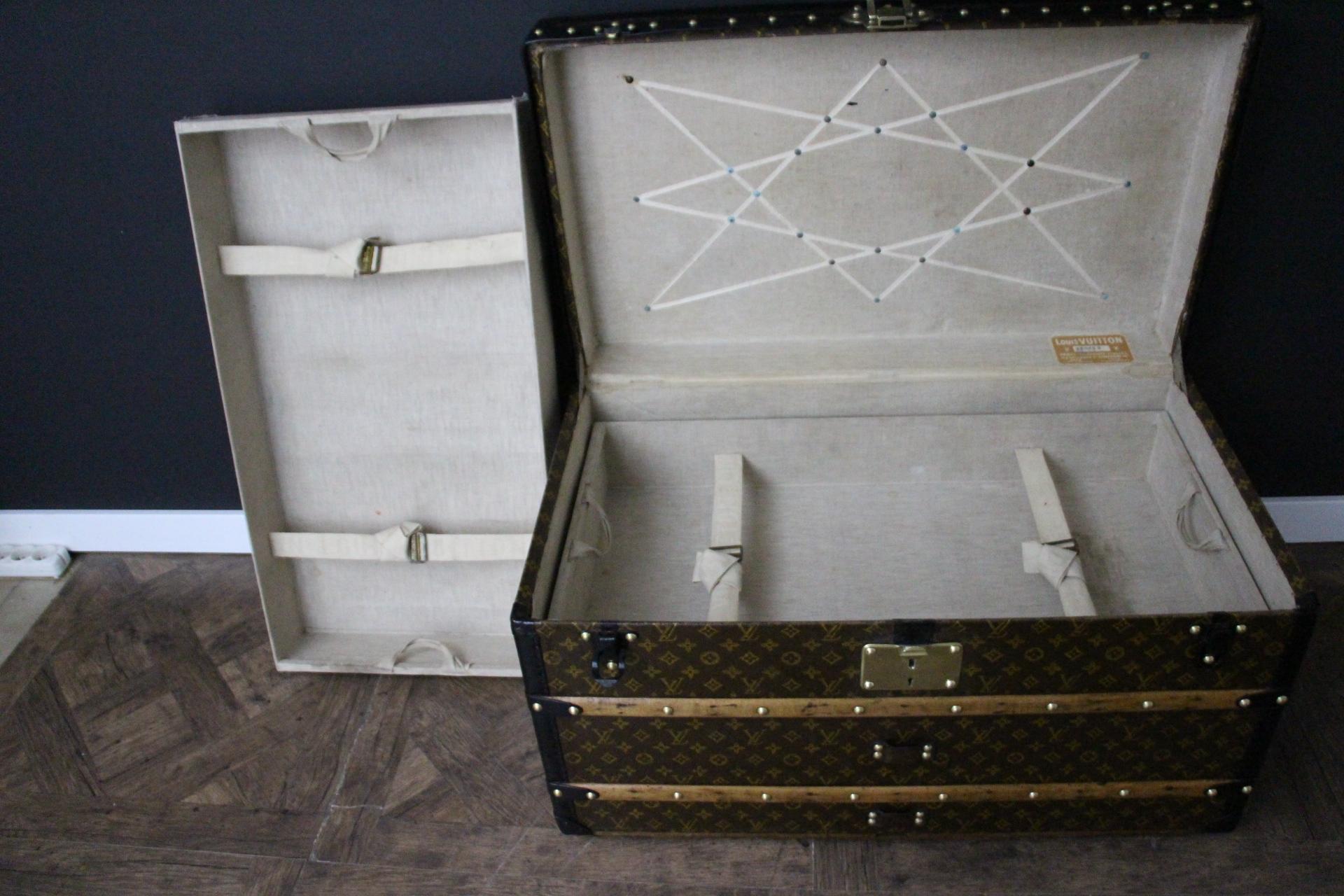 Louis Vuitton Trunk in Monogram Canvas, Vuitton Steamer Trunk 80 cm For Sale 8