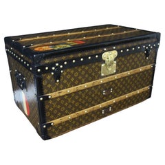 Antique Louis Vuitton Trunk in Monogram Canvas, Vuitton Steamer Trunk 80 cm