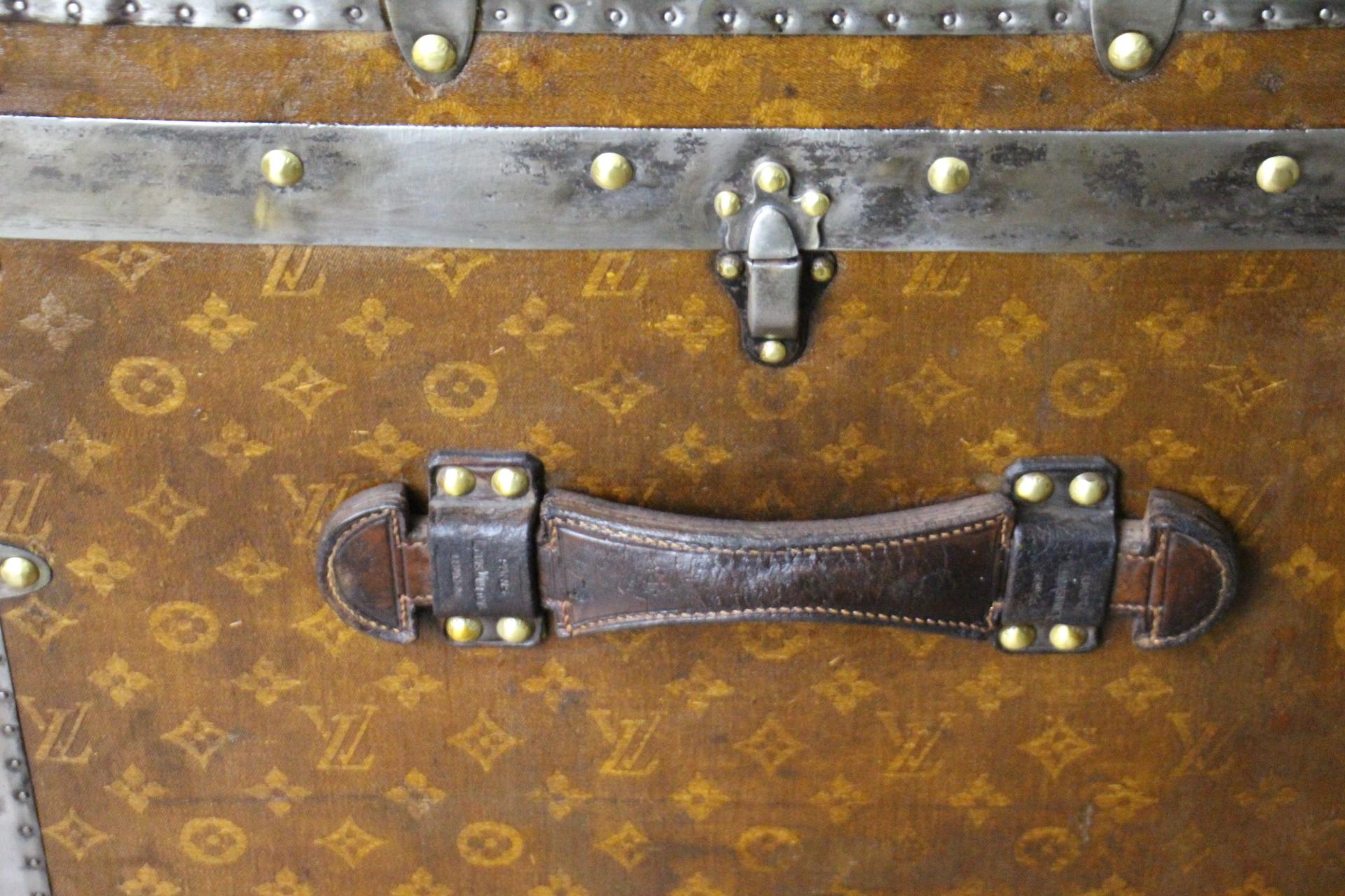 Louis Vuitton-Truhe aus gewebtem Segeltuch, Louis Vuitton-Dampfer-Truhe, 100 cm 4