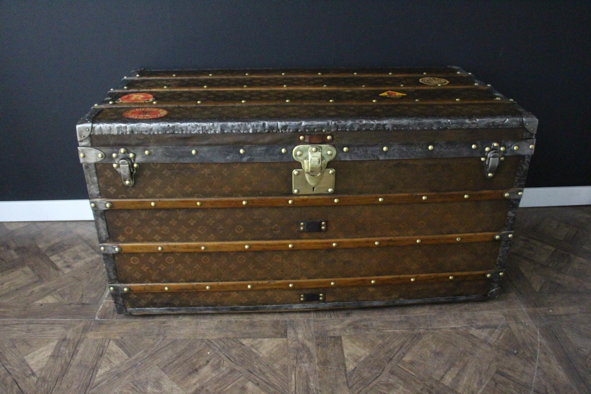 French Louis Vuitton Trunk in Woven Canvas, Louis Vuitton 110 cm Steamer Trunk