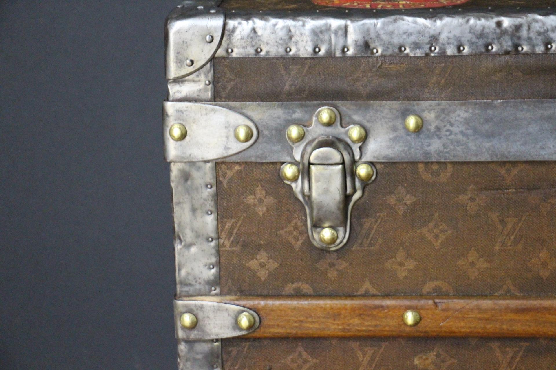 Louis Vuitton Trunk in Woven Canvas, Louis Vuitton 110 cm Steamer Trunk In Good Condition In Saint-Ouen, FR
