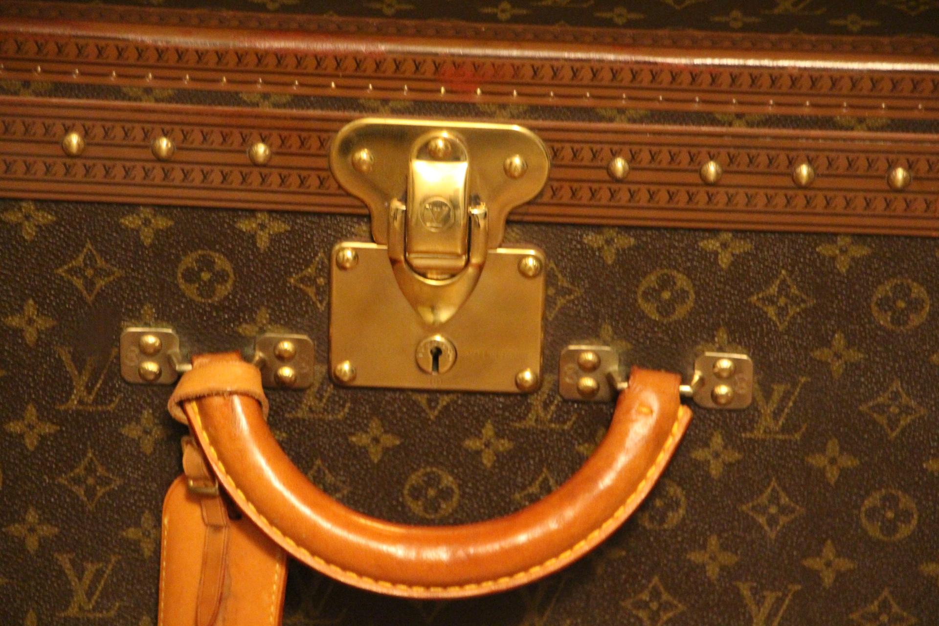 Brass Louis Vuitton Trunk, Louis Vuitton Suitcase, Louis Vuitton Steamer Trunk, Alzer 80