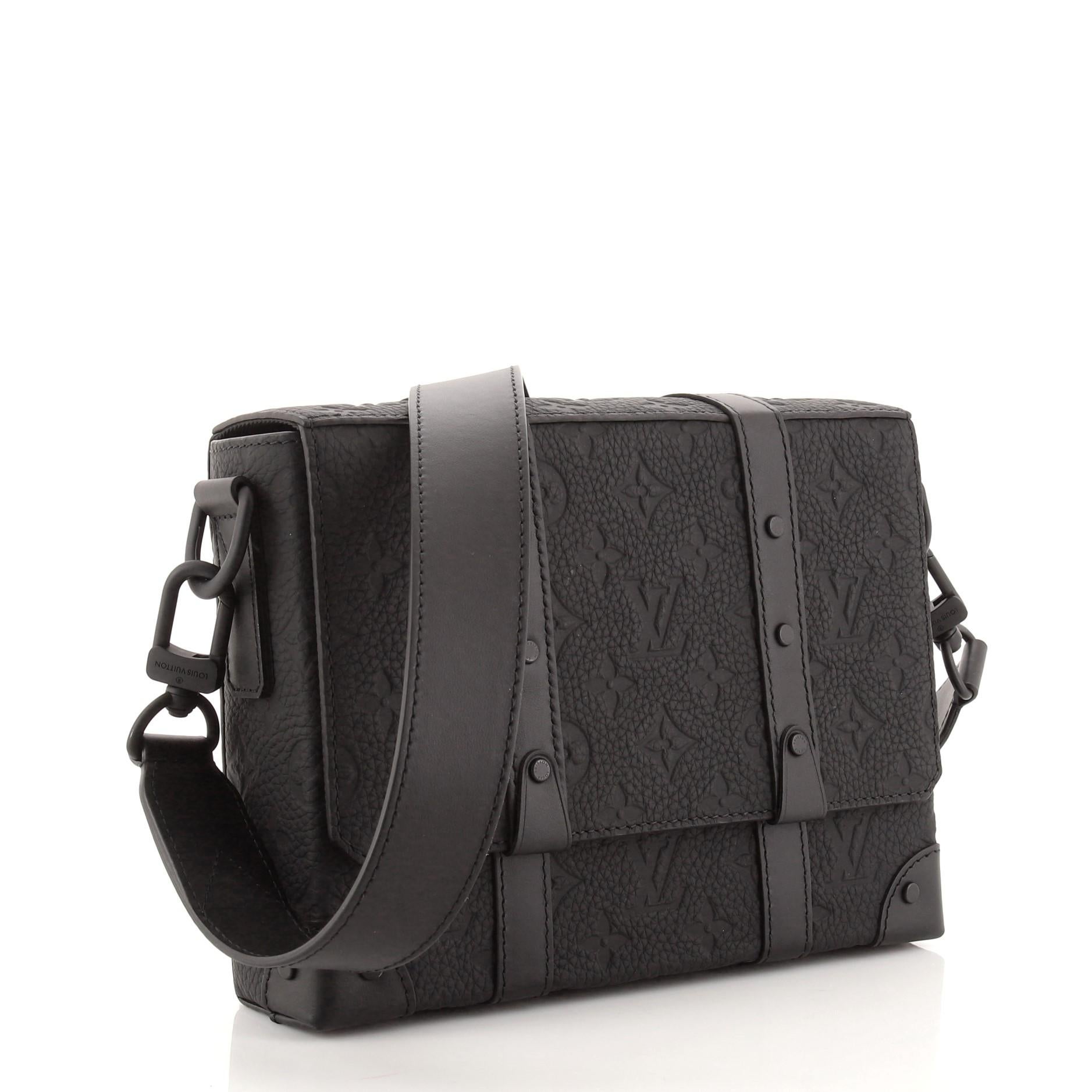 Black Louis Vuitton Trunk Messenger Bag Monogram Taurillon Leather PM