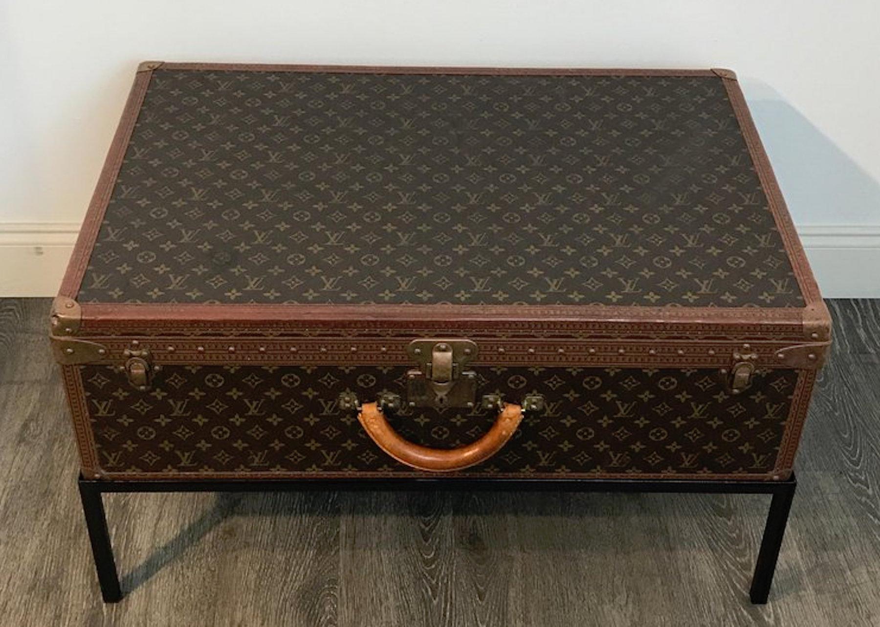 Louis Vuitton Monogram hard case suitcase or trunk on iron stand, 18