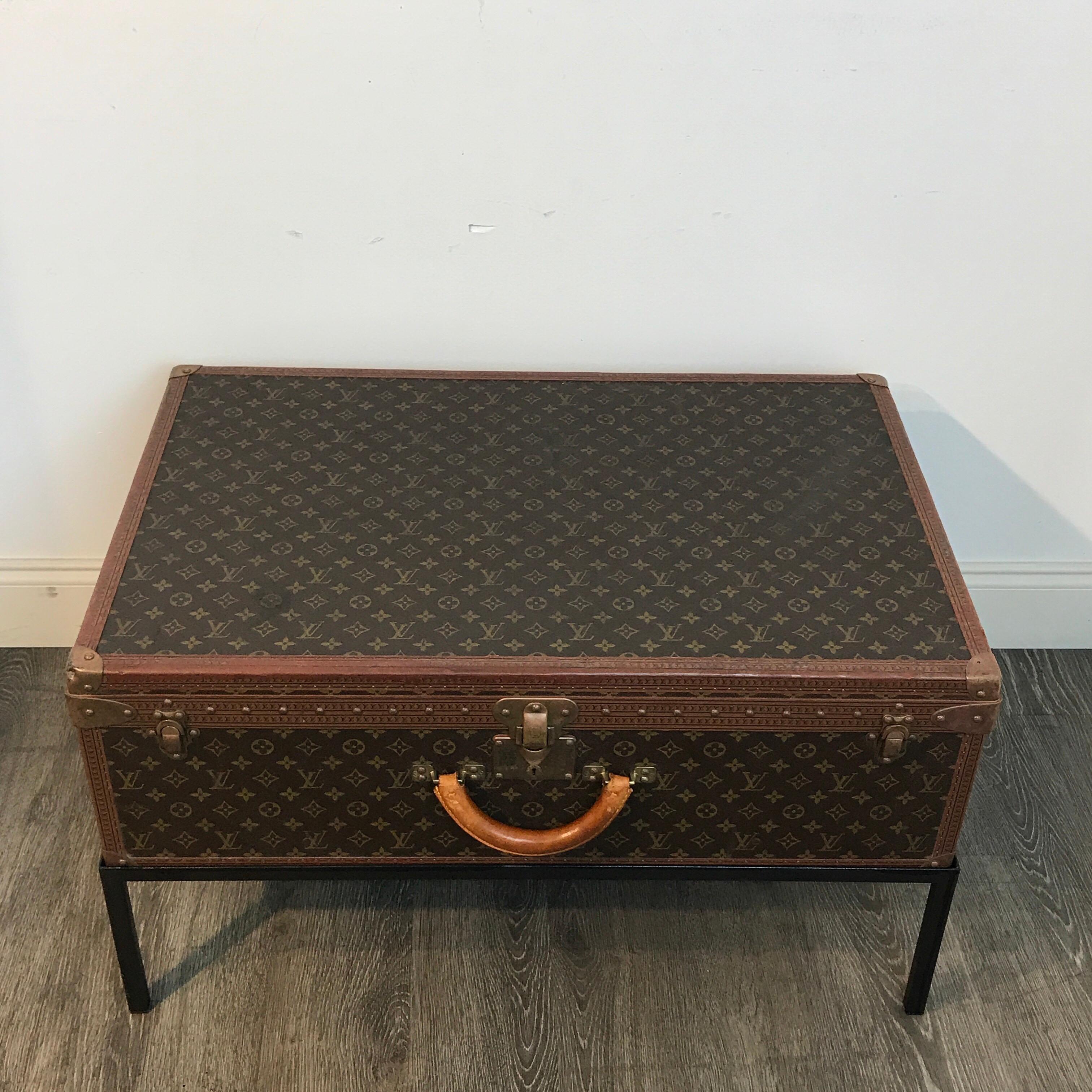 French Louis Vuitton Trunk on Stand, Large