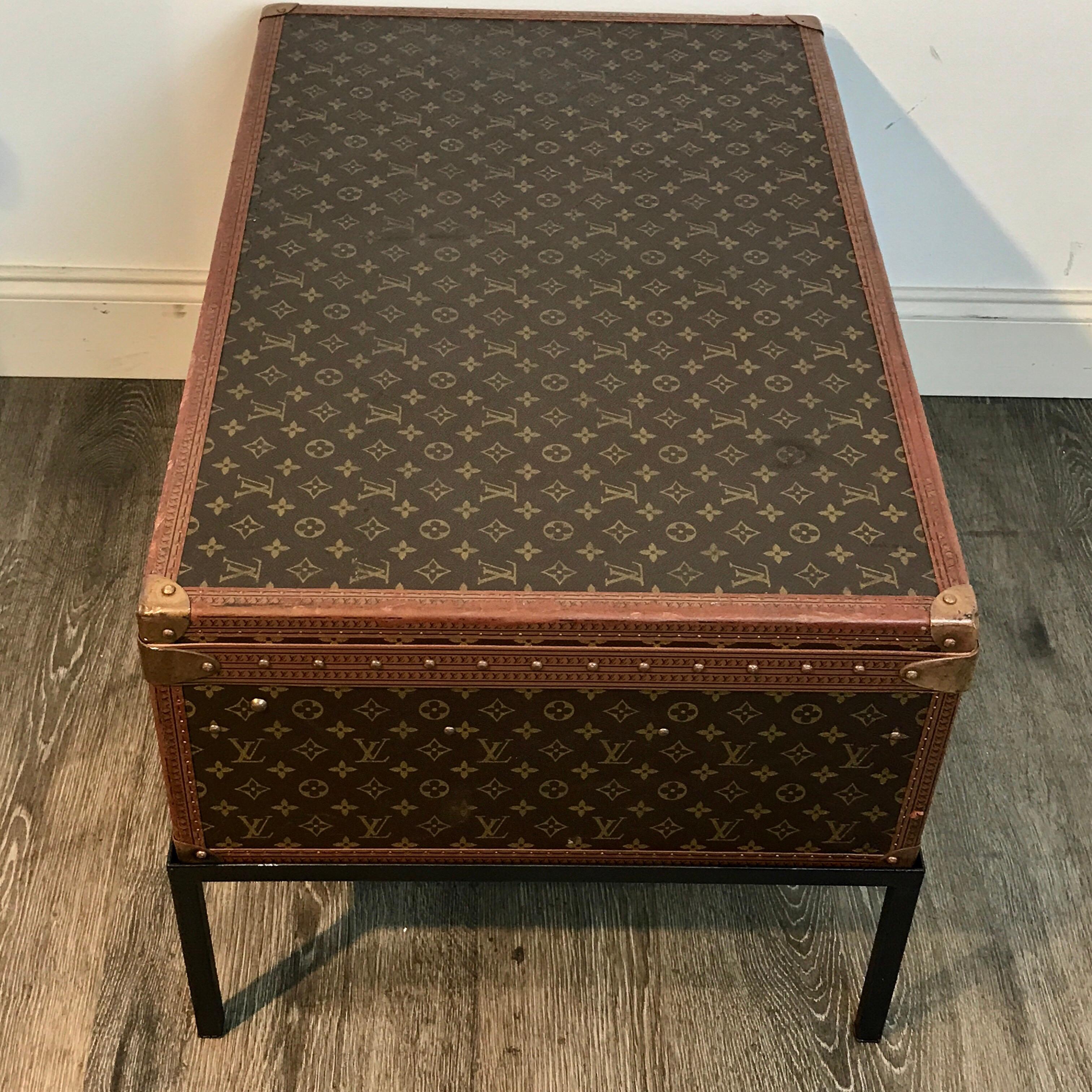 Leather Louis Vuitton Trunk on Stand, Large
