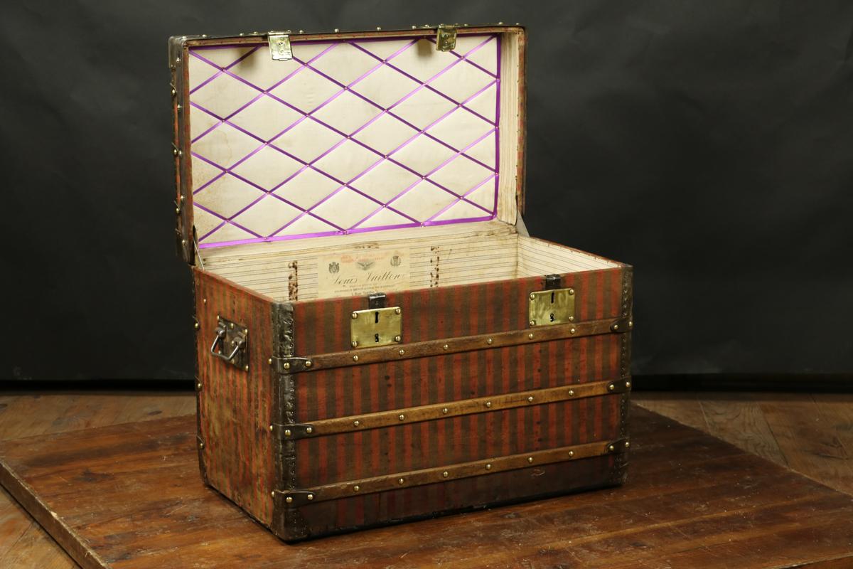 Lot - Louis Vuitton Black Metal Mounted Wood Packing Trunk Circa 1870