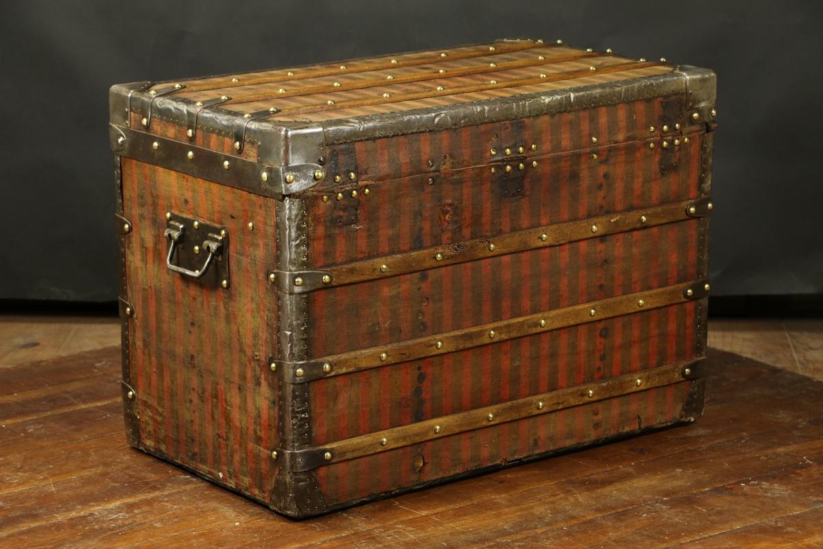 French Louis Vuitton Trunk, Red Stripes, circa 1872