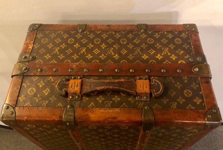 Louis Vuitton Trunk Steamer Wardrobe Trunk Interior Fitted John Wanamaker Label For Sale at 1stdibs