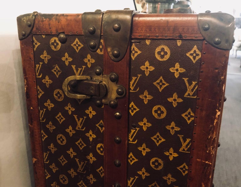 Louis Vuitton Trunk Steamer Wardrobe Trunk Interior Fitted John Wanamaker Label For Sale at 1stdibs