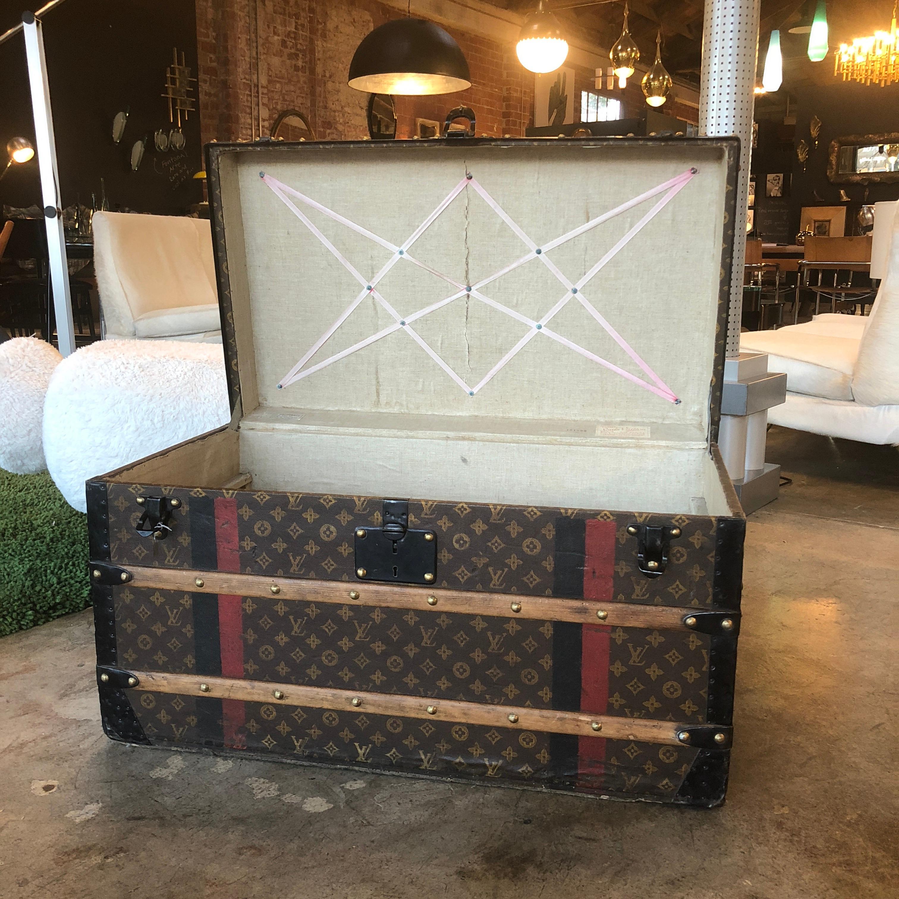 French Louis Vuitton Trunk with DMK Initials, circa 1920s