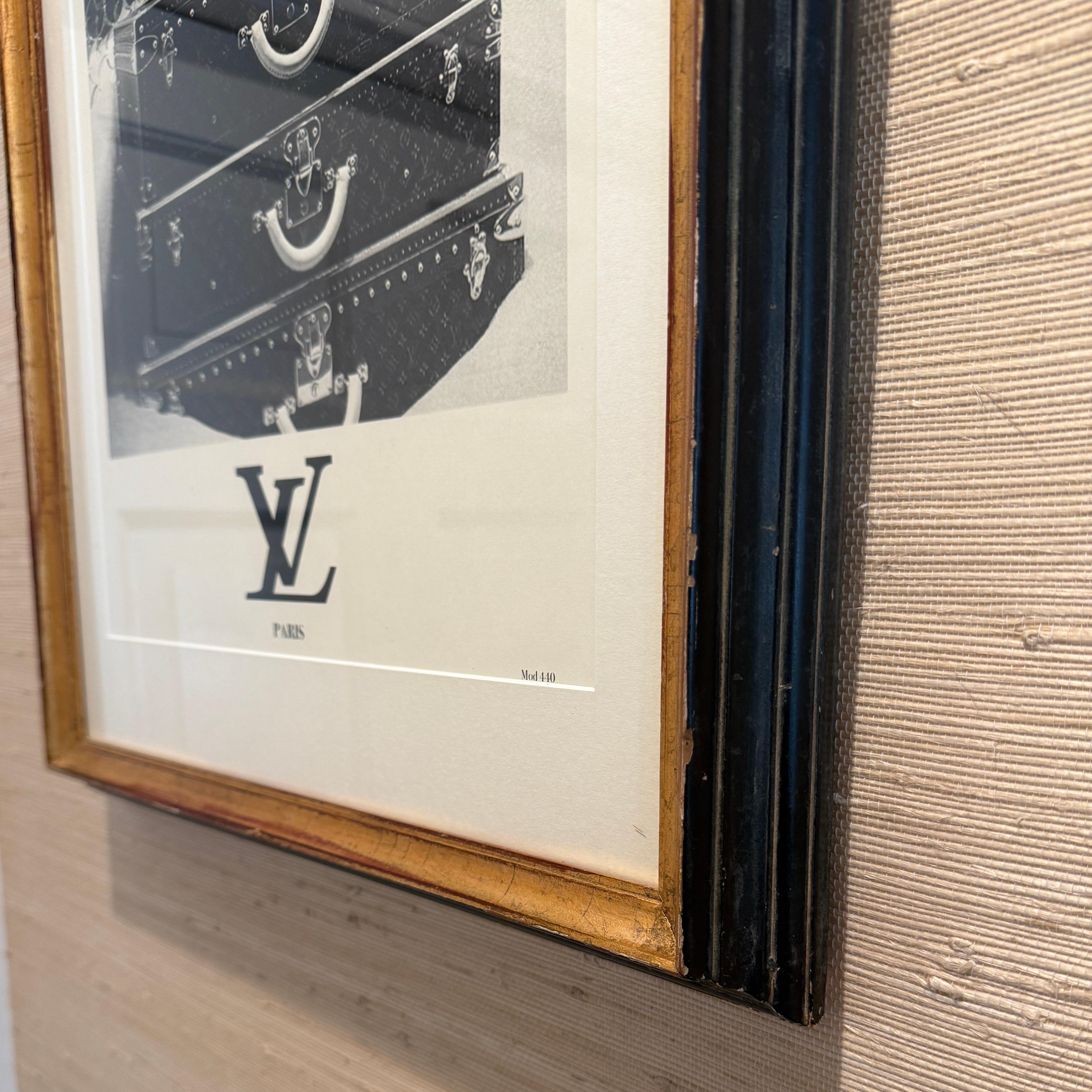 French Louis Vuitton Trunks Suitcases Monogram Art Print Framed For Sale