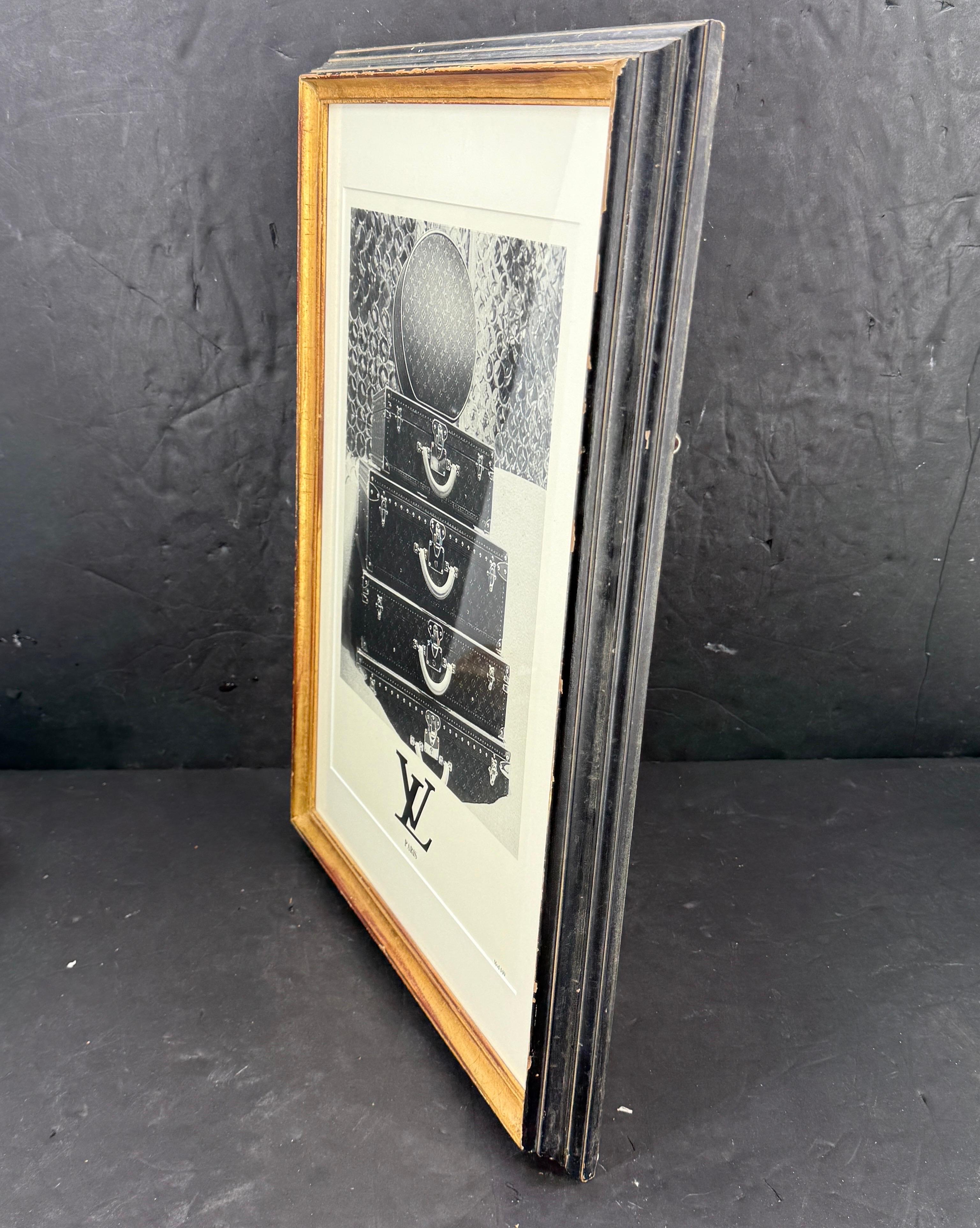 Hand-Crafted Louis Vuitton Trunks Suitcases Monogram Art Print Framed For Sale