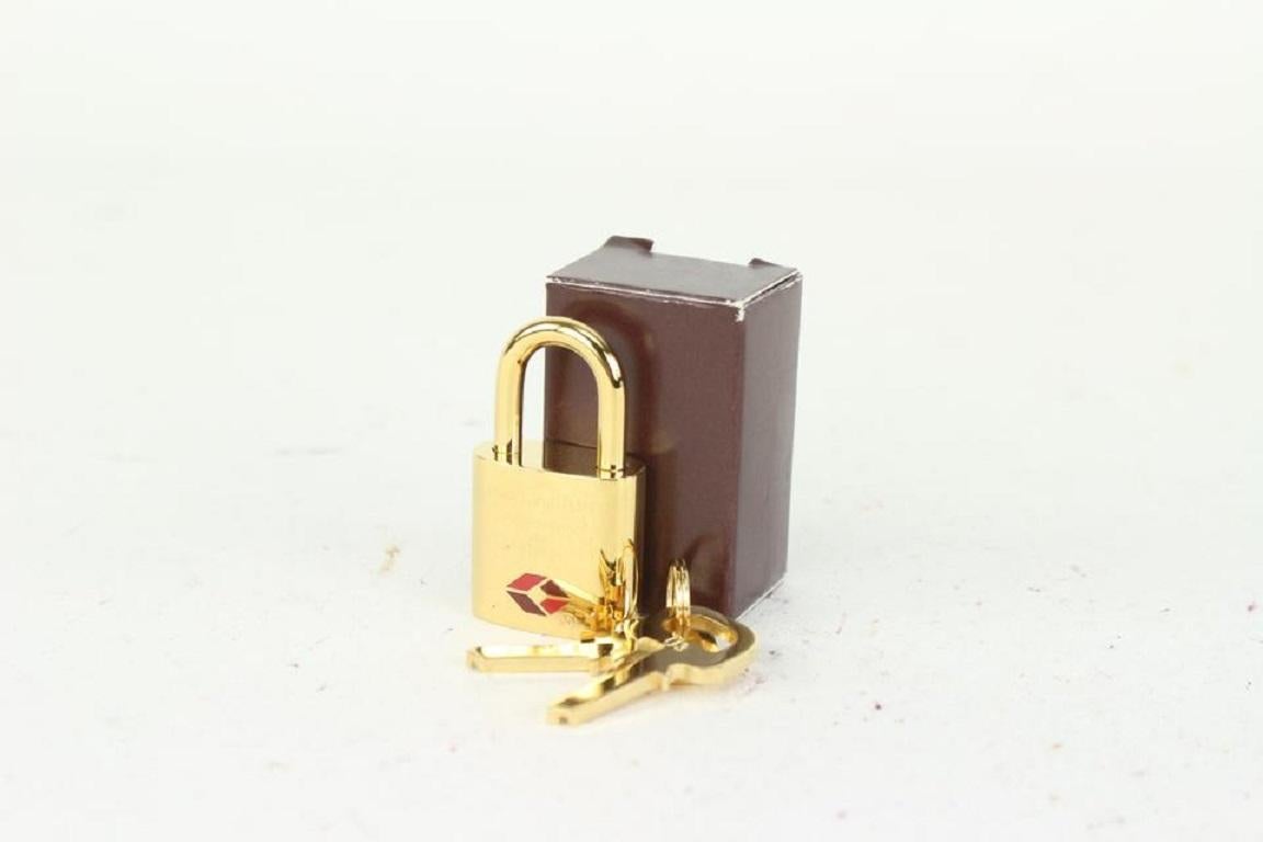 Louis Vuitton Gold Tone Vintage Padlock and Keys with Box