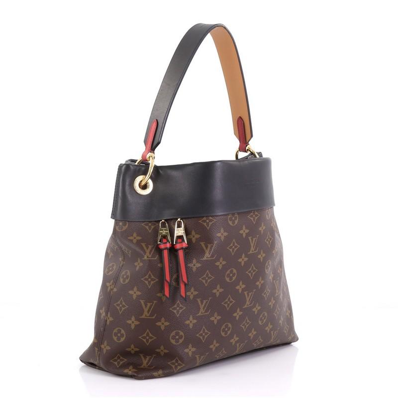 Black Louis Vuitton Tuileries Hobo Monogram Canvas with Leather