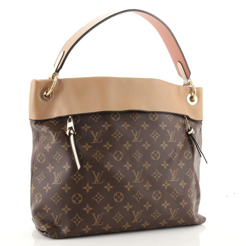 Brown Louis Vuitton Tuileries Hobo Monogram Canvas with Leather