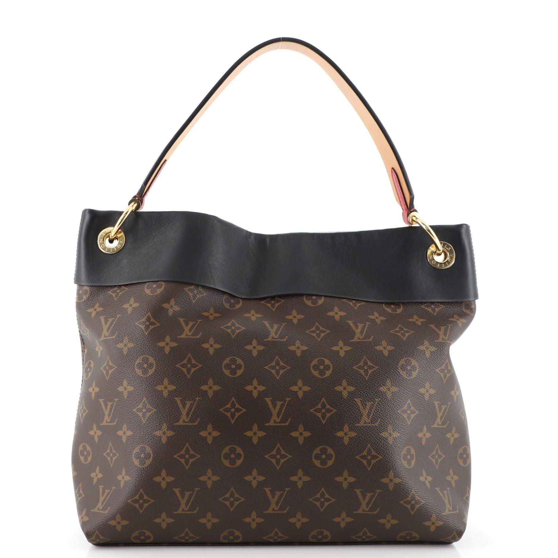 Black Louis Vuitton Tuileries Hobo Monogram Canvas with Leather