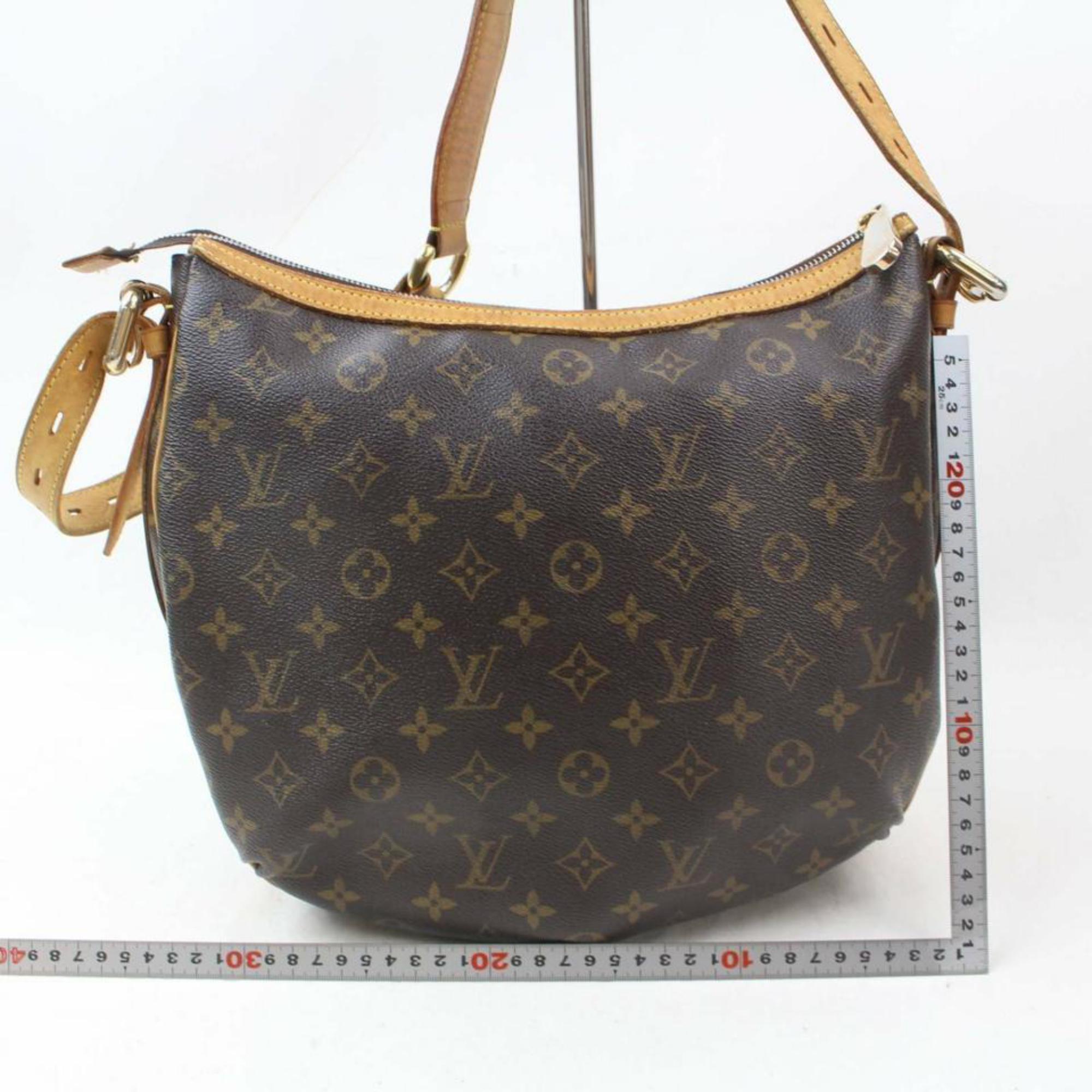 Gray Louis Vuitton Tulum Gm Flap Hobo 870194 Brown Coated Canvas Shoulder Bag For Sale