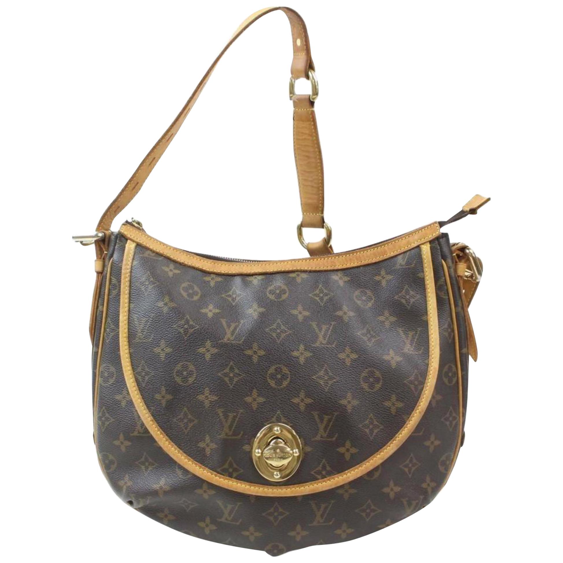 Louis Vuitton Tulum Gm Flap Hobo 870194 Brown Coated Canvas Shoulder Bag For Sale