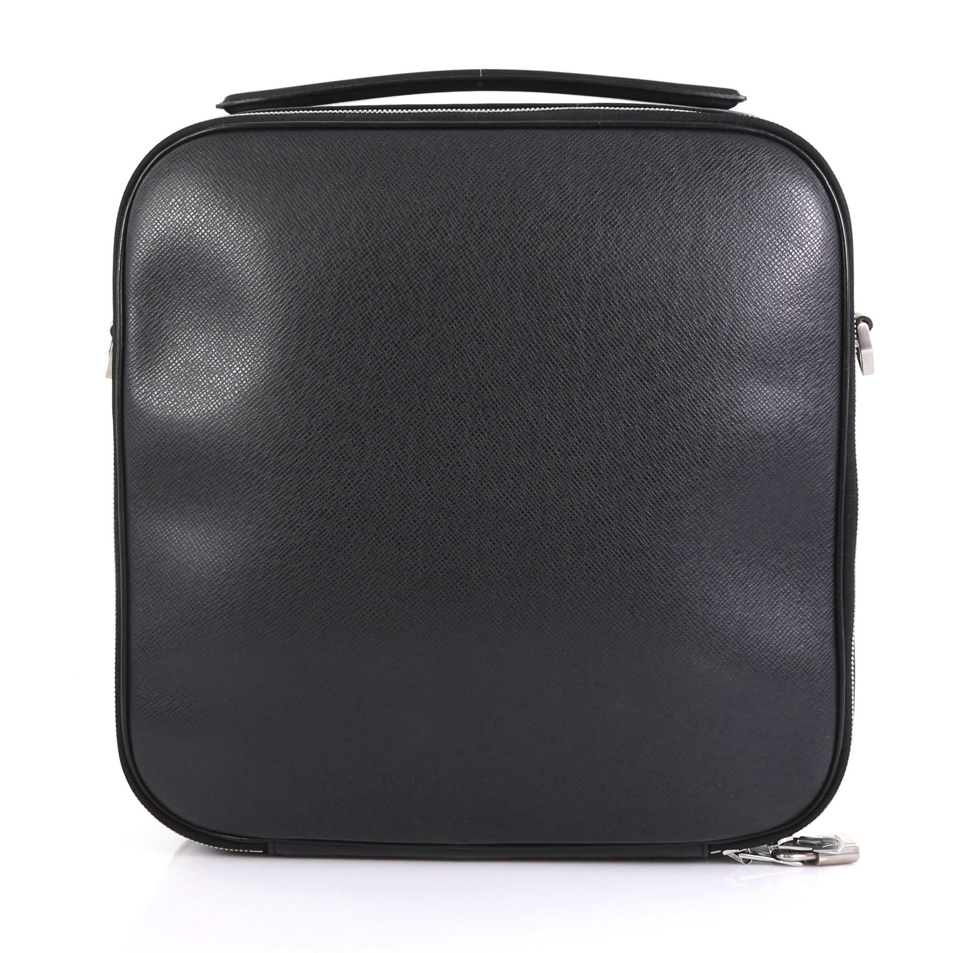 Black Louis Vuitton Tura Messenger Bag Taiga Leather