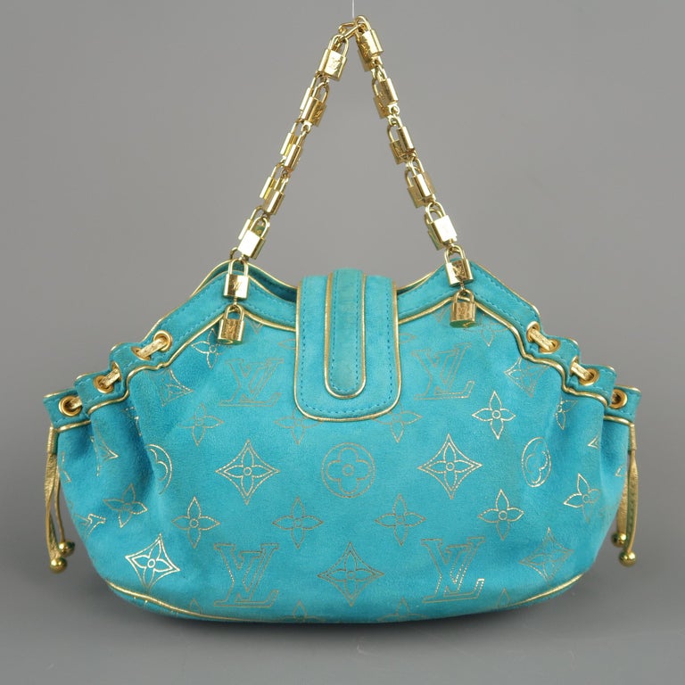 Louis Vuitton, Bags, Louis Vuitton Turquoise Monogram Suede Thera Pm