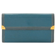 Louis Vuitton Turquoise Leather Porte Tresor International Wallet with gold-ton