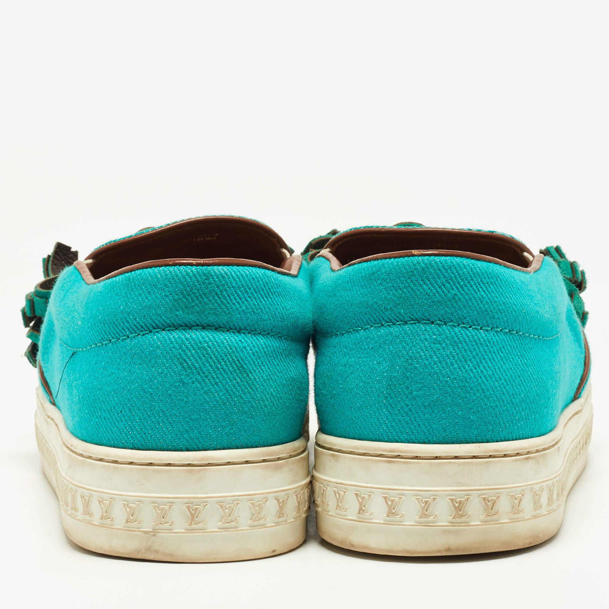 Donna Louis Vuitton - Scarpe da Ginnastica Slip On in Tessuto Twill Turchese e Monogram in Tela Taglia 37 in vendita