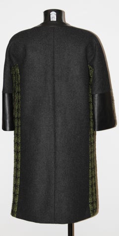 Louis Vuitton Tweed and Leather Trim Oversize Coat