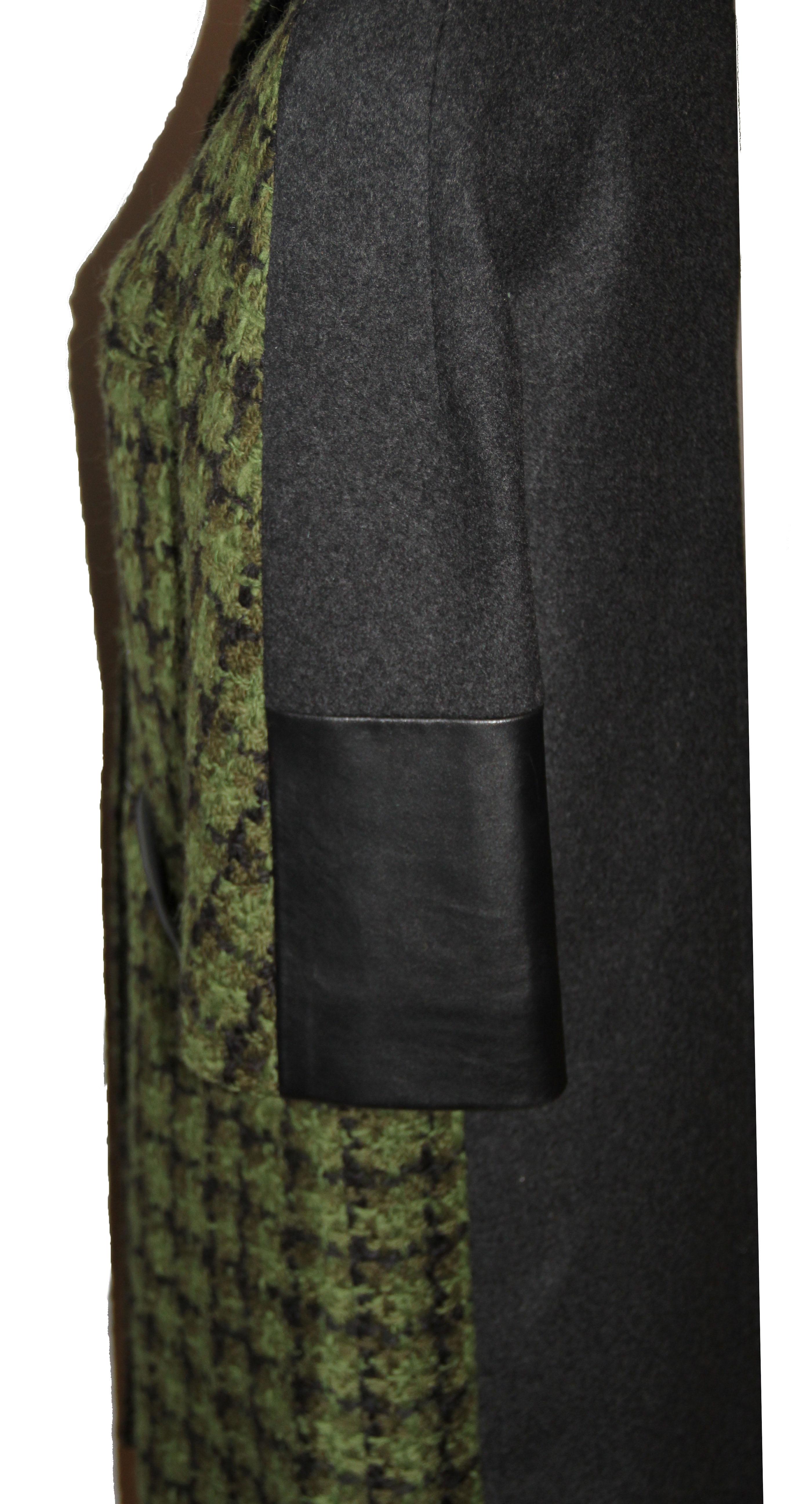 Women's Louis Vuitton Tweed and Leather Trim Oversize Coat