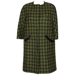 Louis Vuitton Tweed and Leather Trim Oversize Coat