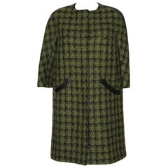 Louis Vuitton Tweed and Leather Trim Oversize Coat