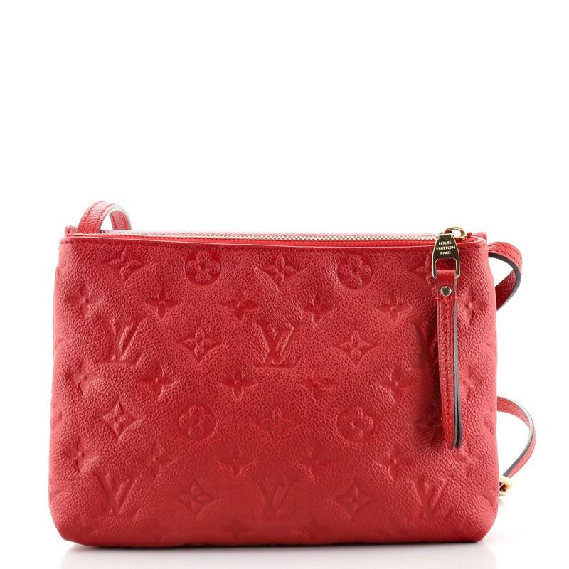 Red Louis Vuitton Twice Handbag Monogram Empreinte Leather
