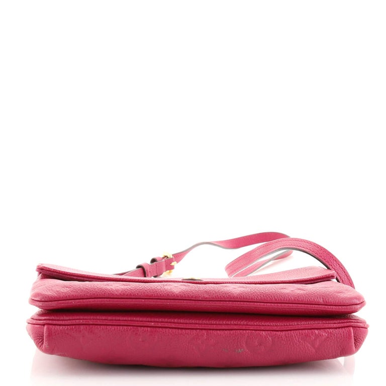 EUC Louis Vuitton Twice Handbag Monogram Empreinte Leather Rose Ballerine  Pink