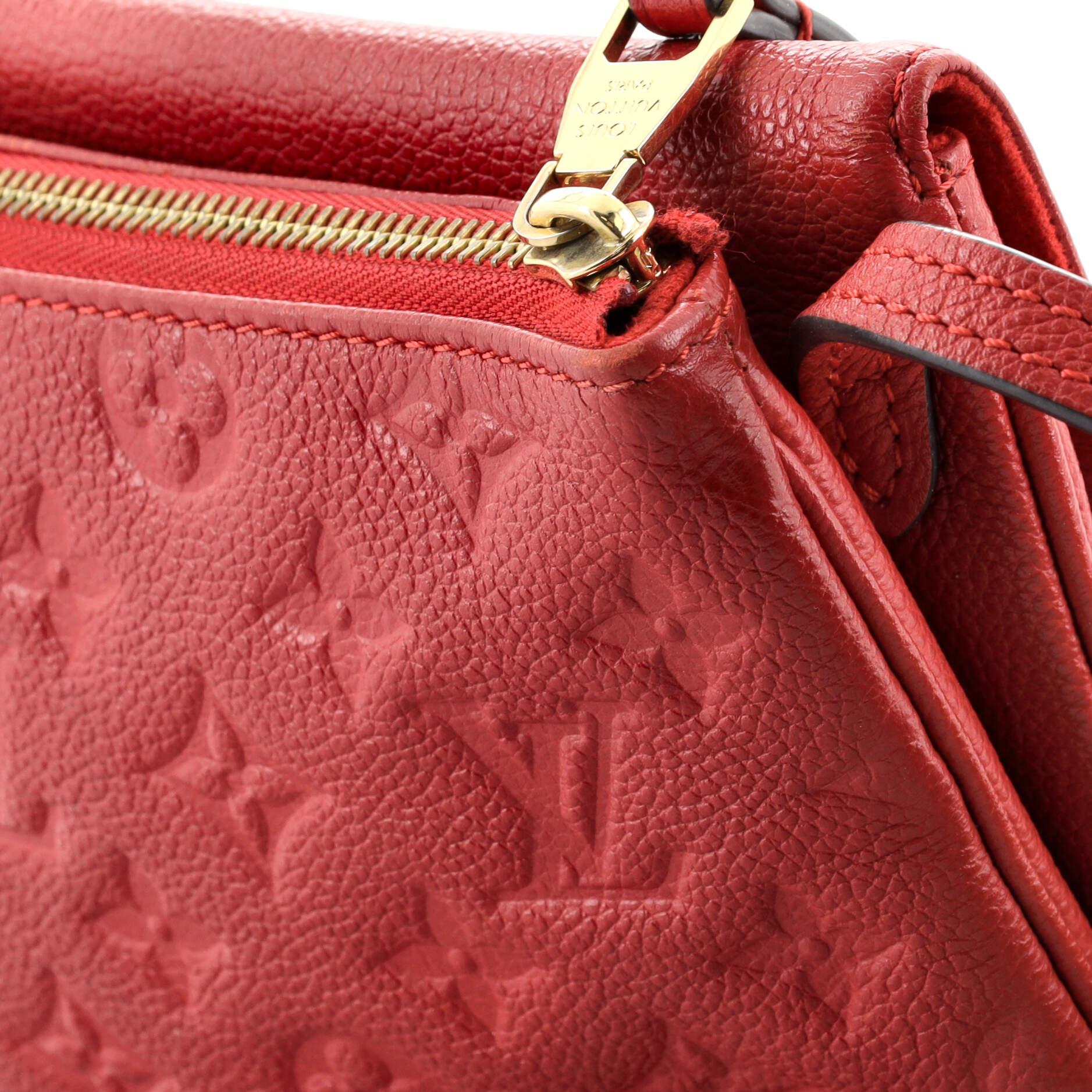 Red Louis Vuitton Twice Handbag Monogram Empreinte Leather