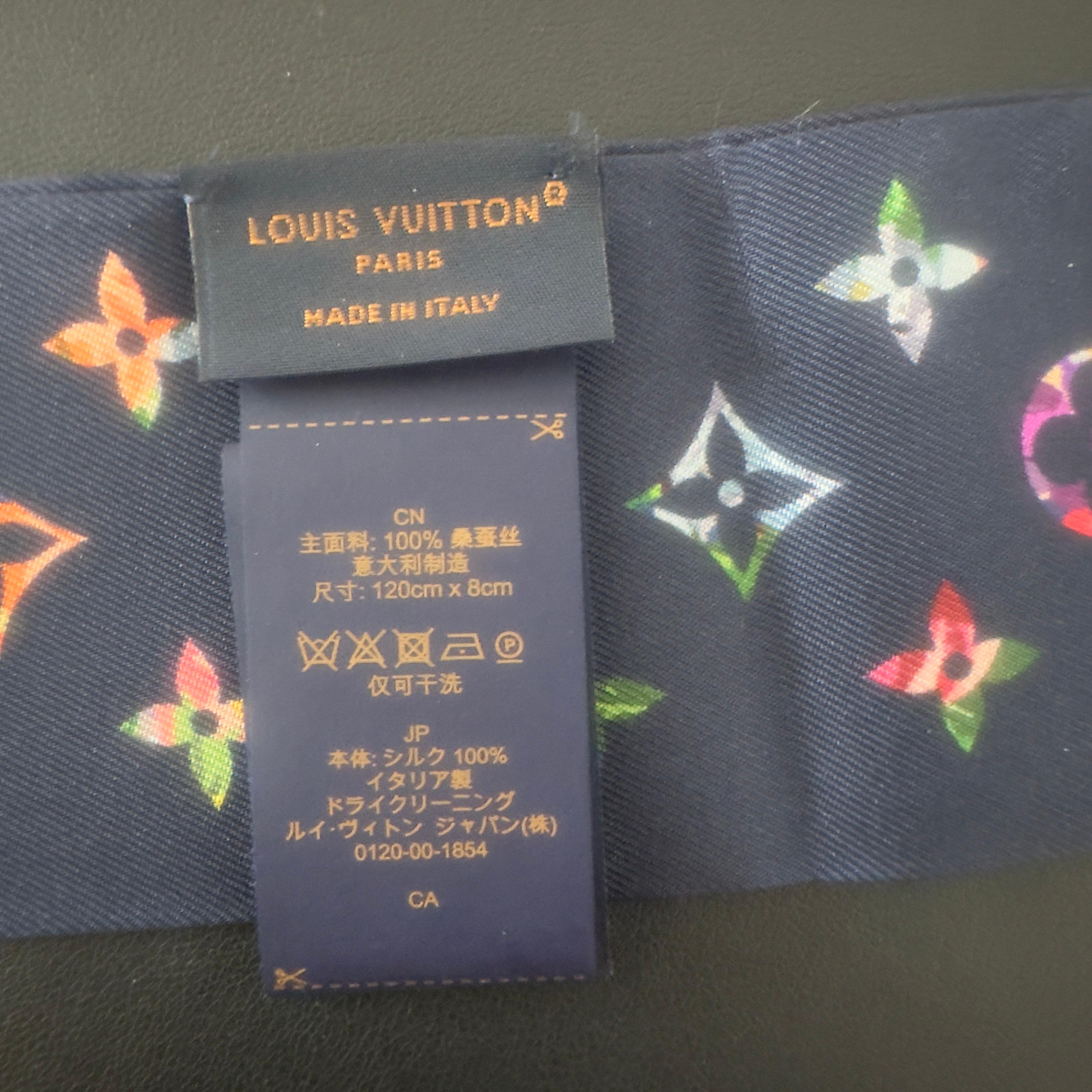 Louis Vuitton Twilly “Monogram Multicolor” in Seta Blu Navy – pari al nuovo in vendita 2
